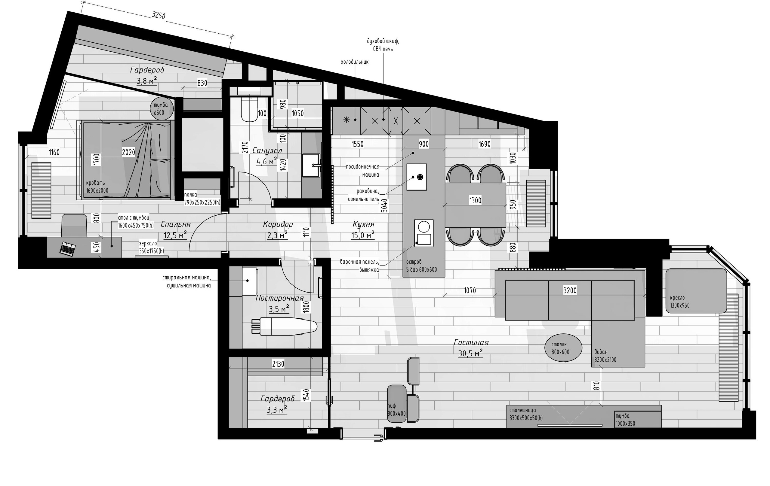 Квартира ЖК Аквамарин. Архитектурно-дизайнерское бюро ROOMS