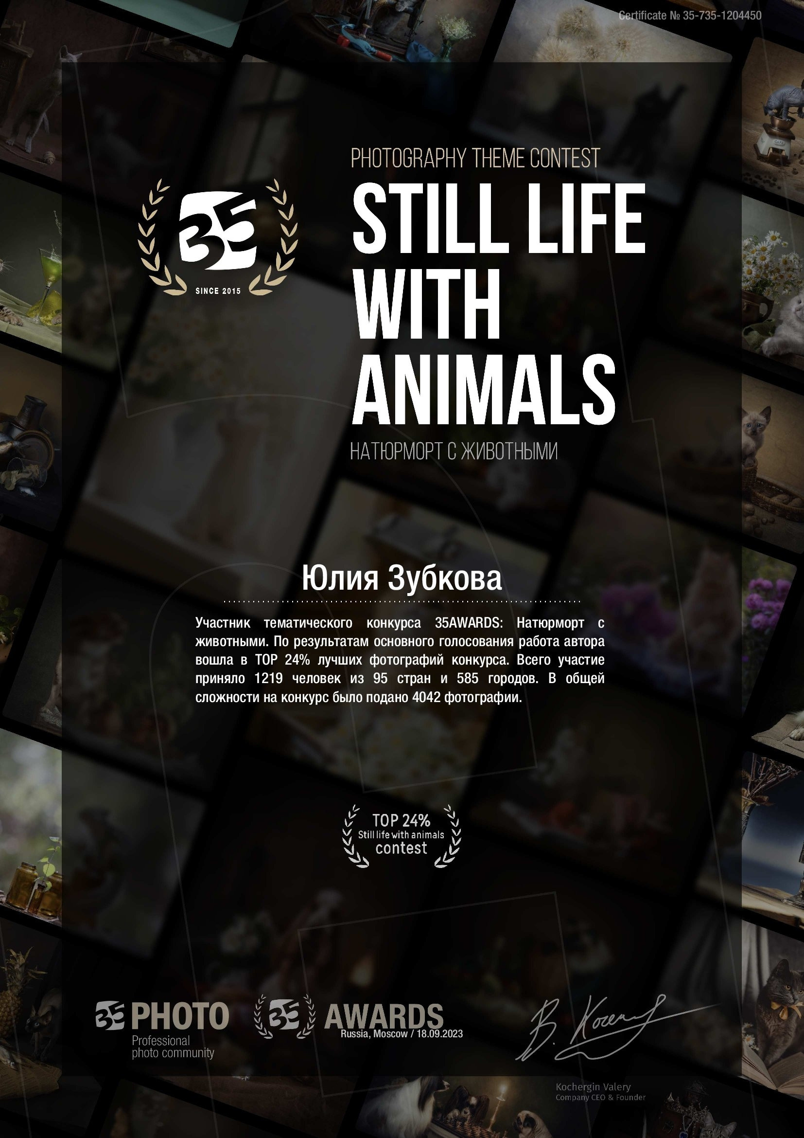 Мои достижения. Фотограф-анималист Юлия Зубкова