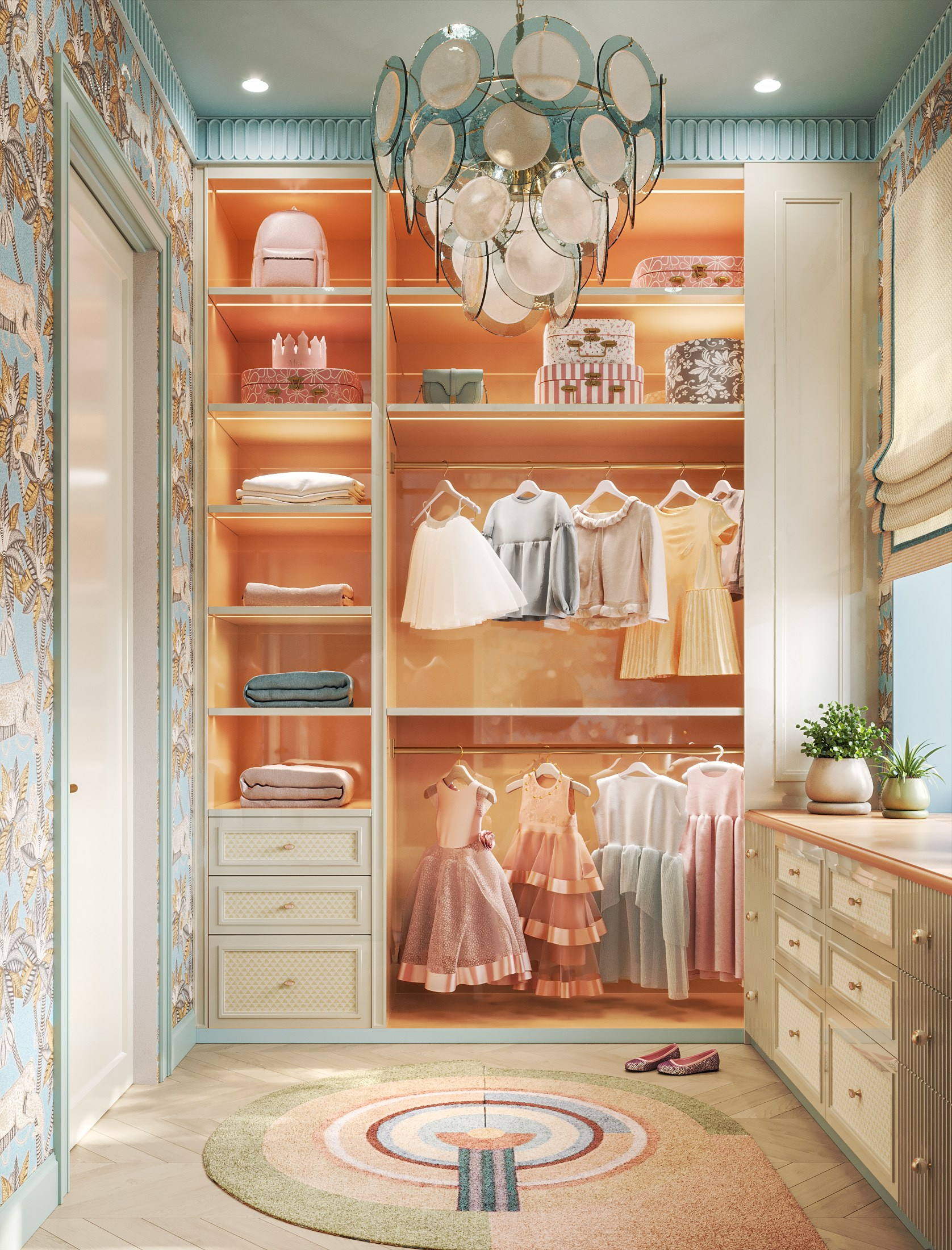 3D visualization of a girl’s dressing room for TADstudio design studio. 3D visualization for architects and designers
