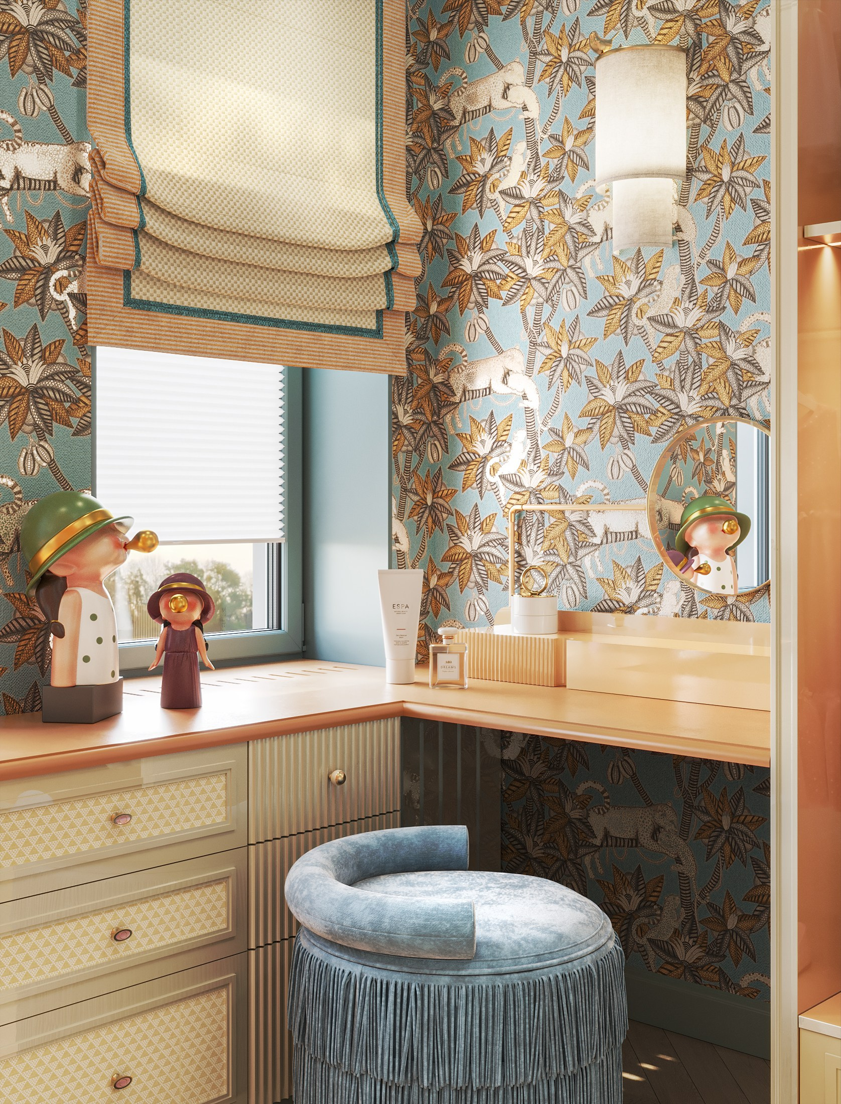 3D visualization of a girl’s dressing room for TADstudio design studio. 3D visualization for architects and designers