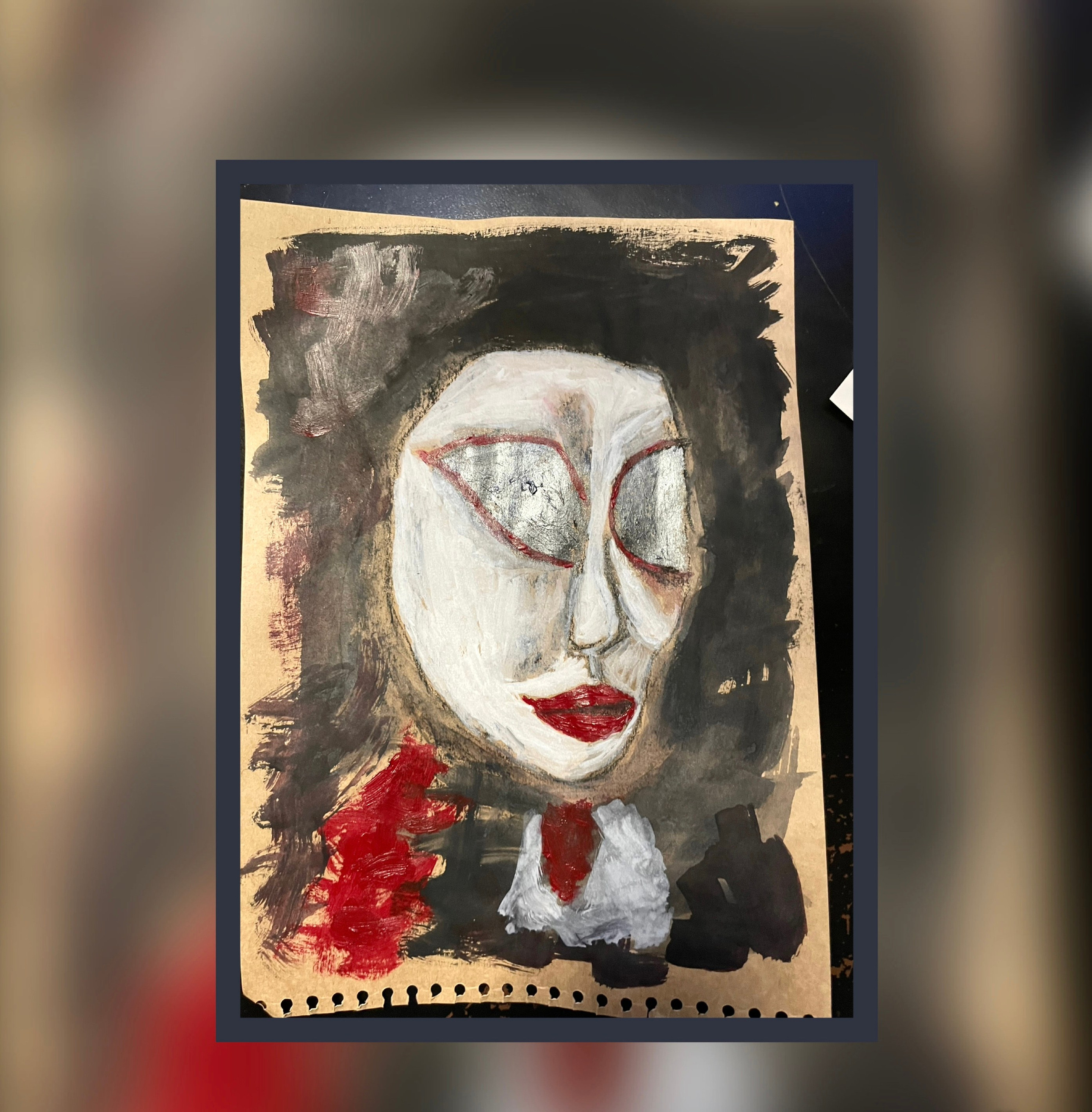 Крик. Уголь, акрил, акварель