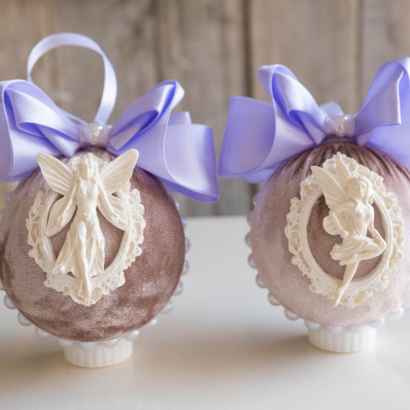 новогодние бархатные шары 2 шт сиреневый цвет