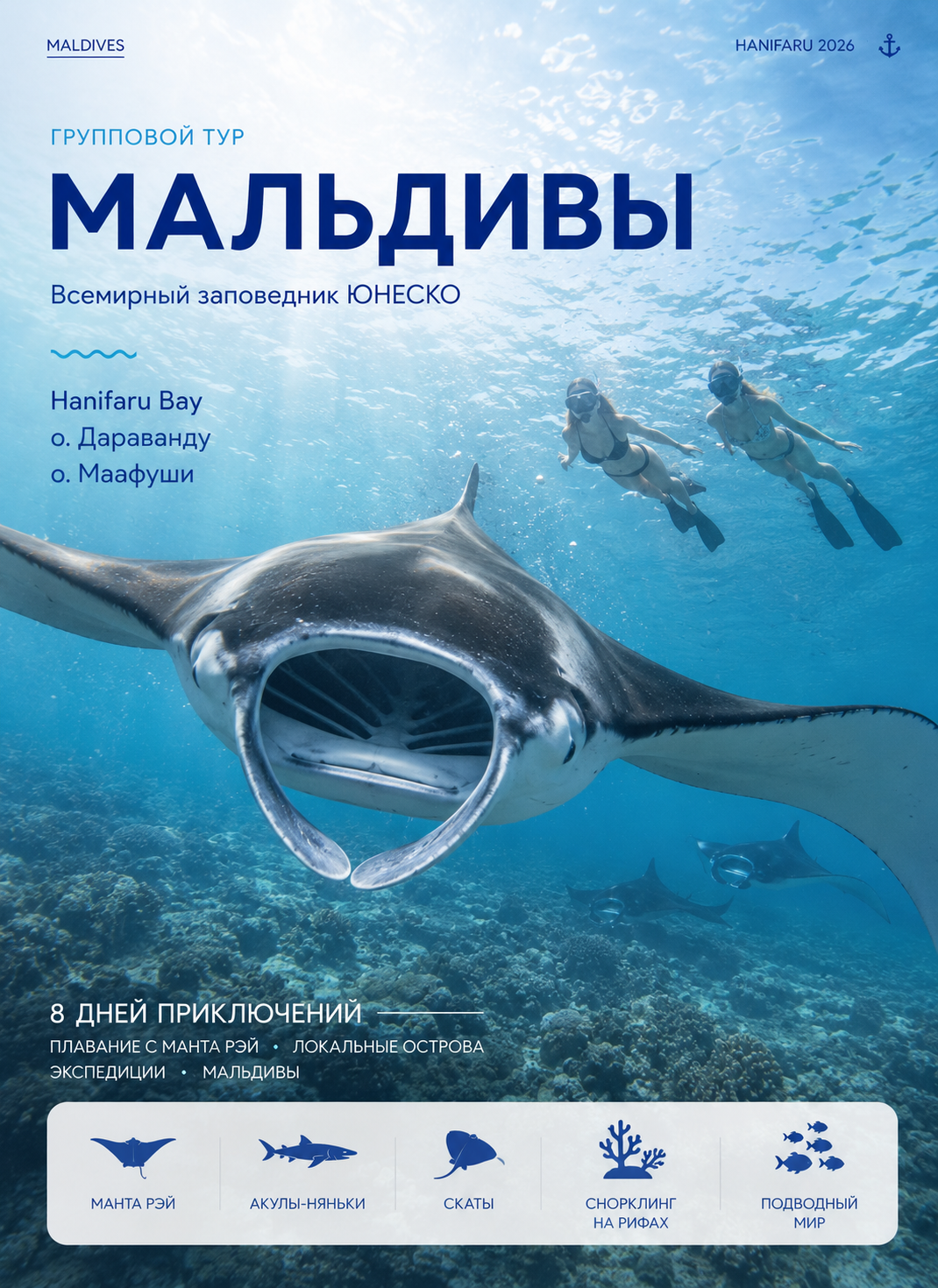 Экспедиция в заповедник с Манта — Рей. Туристическое агентство на Мальдивах — АЛГА