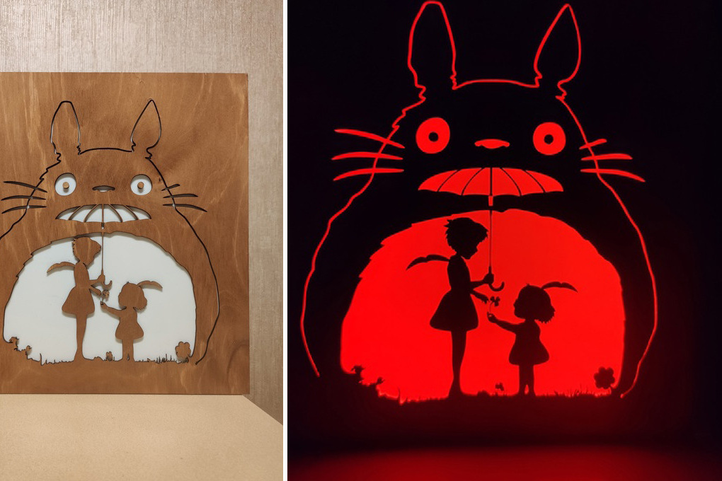 картина-ночник. мой сосед тоторо.  модные и актуальные подарки ручной работы на любой праздник. оригинальный подарок  для взрослого и ребенка. 