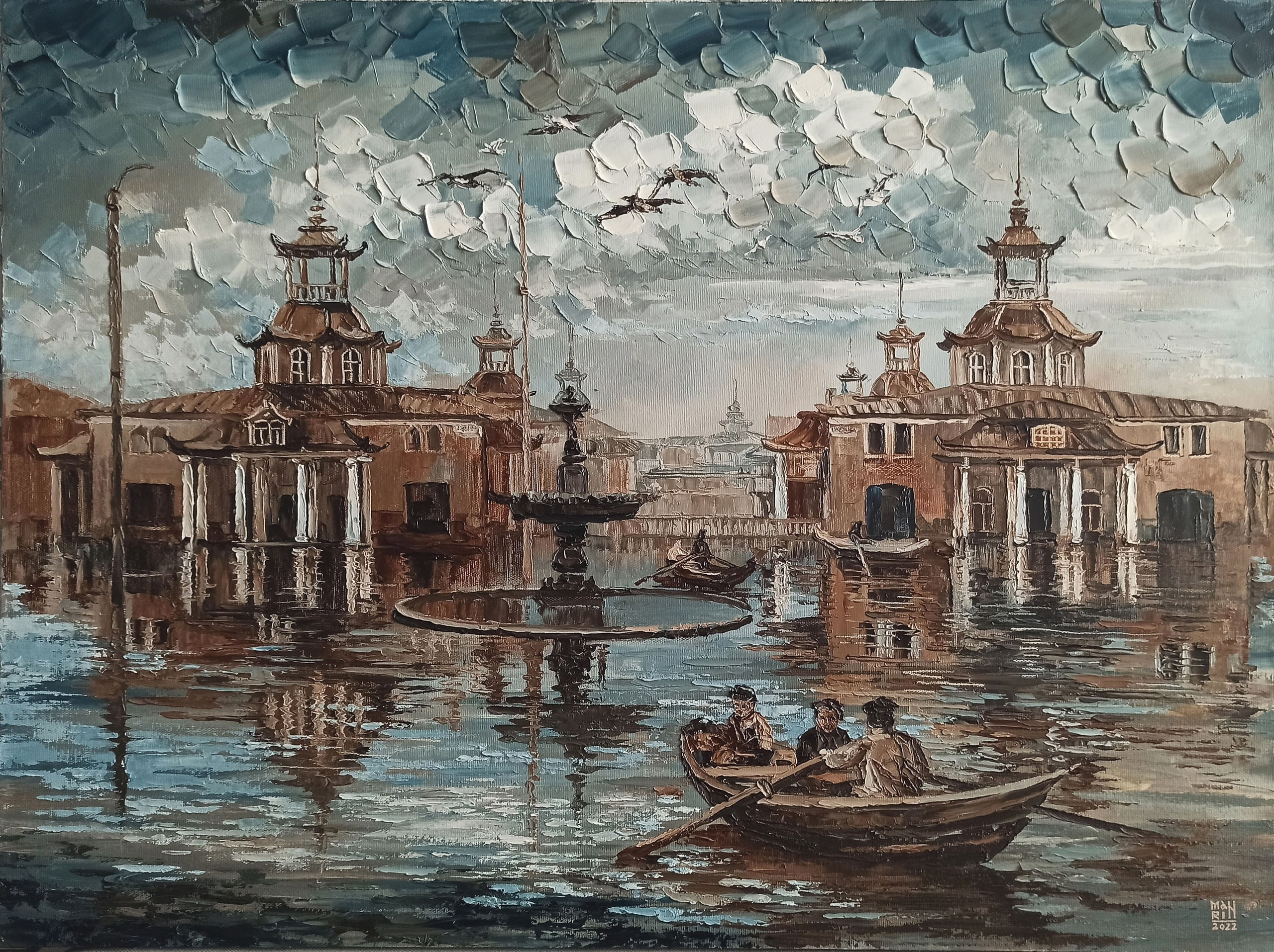 картины, интерьерные картины, картины маслом, масло, природа, живопись, Нижний Новгород, город, картина с Нижнем Новгородом, виды Нижнего, церковь, картина с церковью, усадьба, старина, ретро стиль, прогулка по Нижнему, осень, осенняя картина, Старый Нижний, нижегородские виды, панорама, старый город, монастырь, китайские ряды