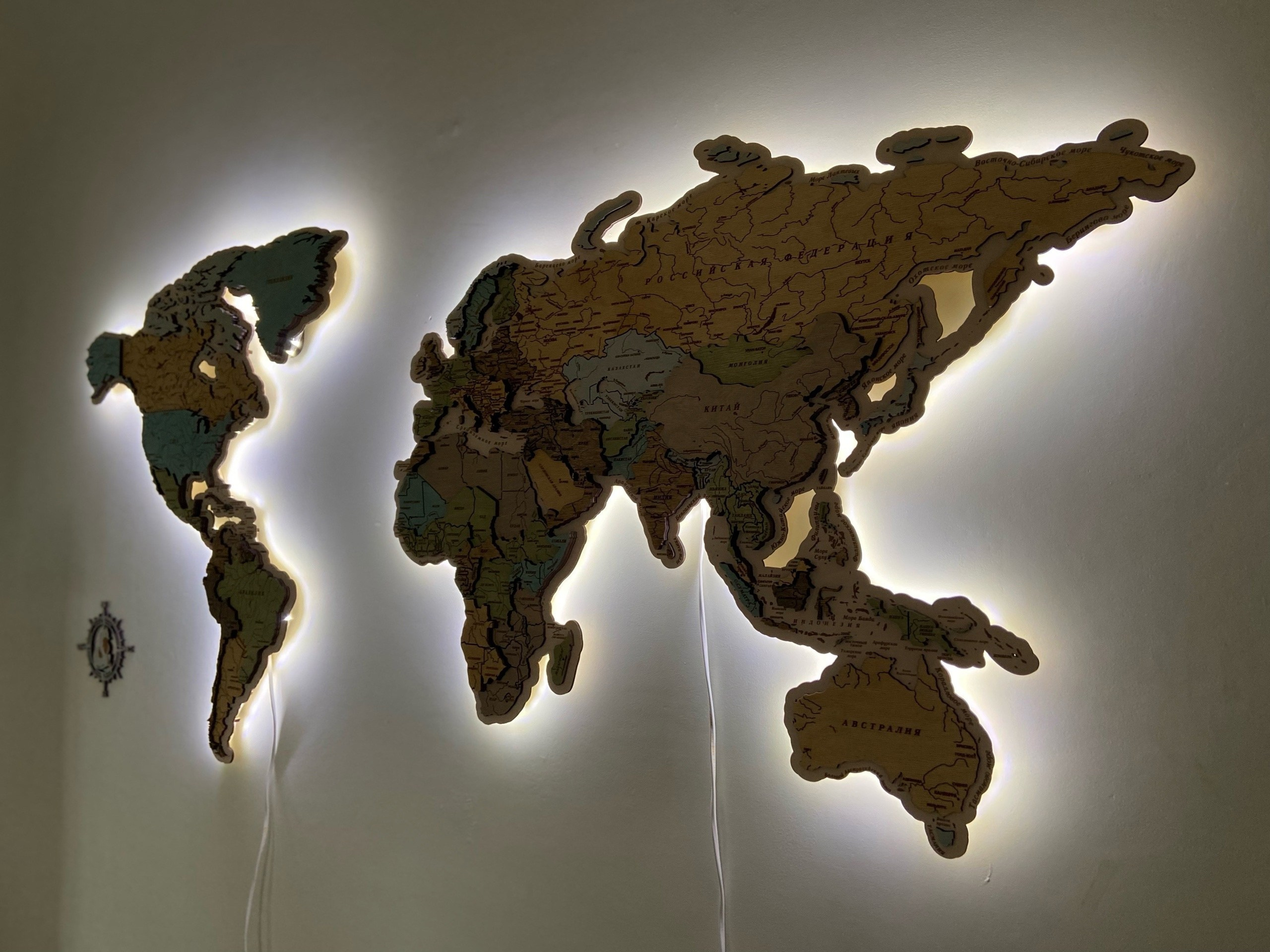 Карта мира из дерева. Art objects for walls. Author’s paintings, panels, clocks and portraits by photo