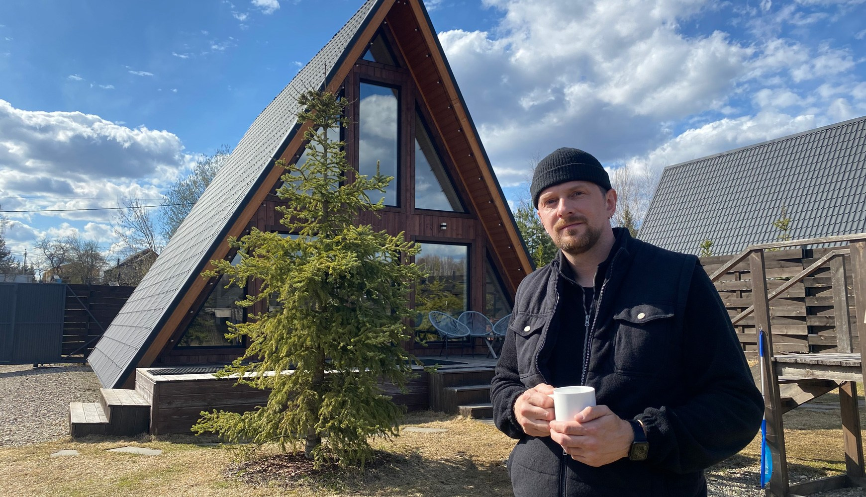 Треугольный коттедж на 6 человек с чаном и баней — Афрейм в подмосковье в аренду