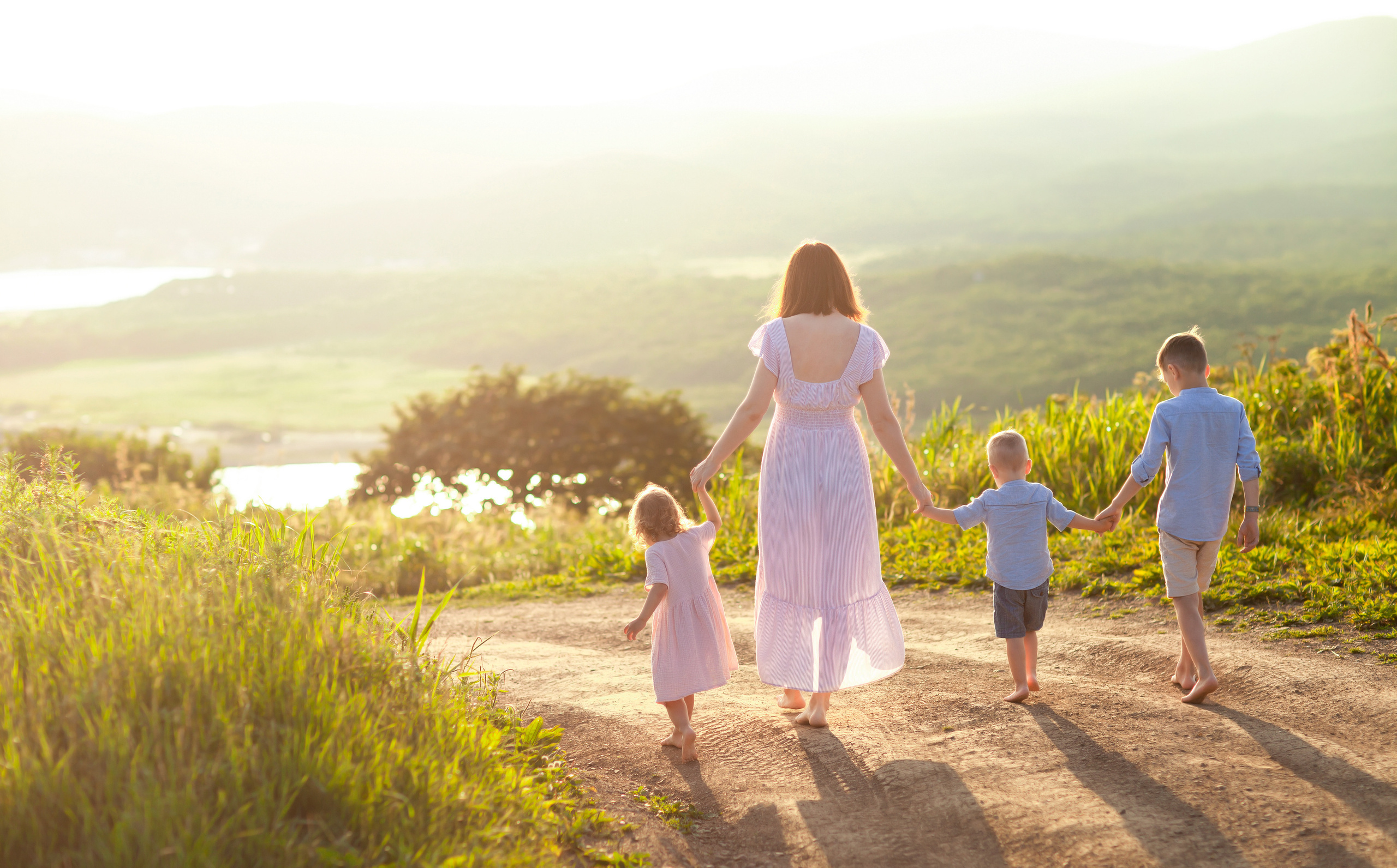 семья, дети, материнство, мама, закат