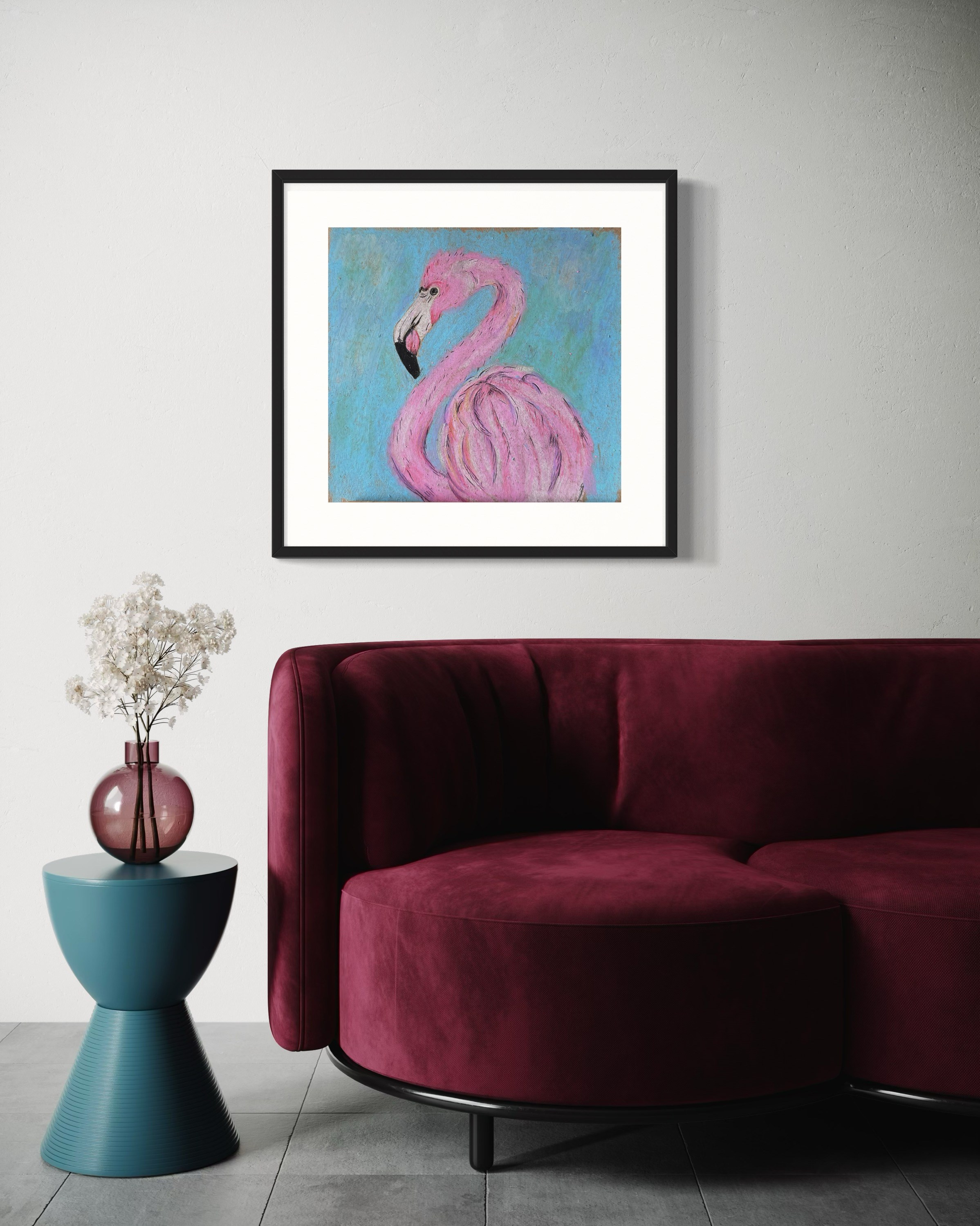 фламинго, птица, нежность, экзотика, пастельные оттенки, грация, легкость, интерьерная живопись, современный стиль, акцентный декор.