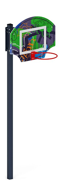 Стойка баскетбольная мини (граффити) - СО 1.70.01-03.И1 Габариты (ШхДхВ): 1360х1000х2245 Зона безопасности, мм: 4360х4000