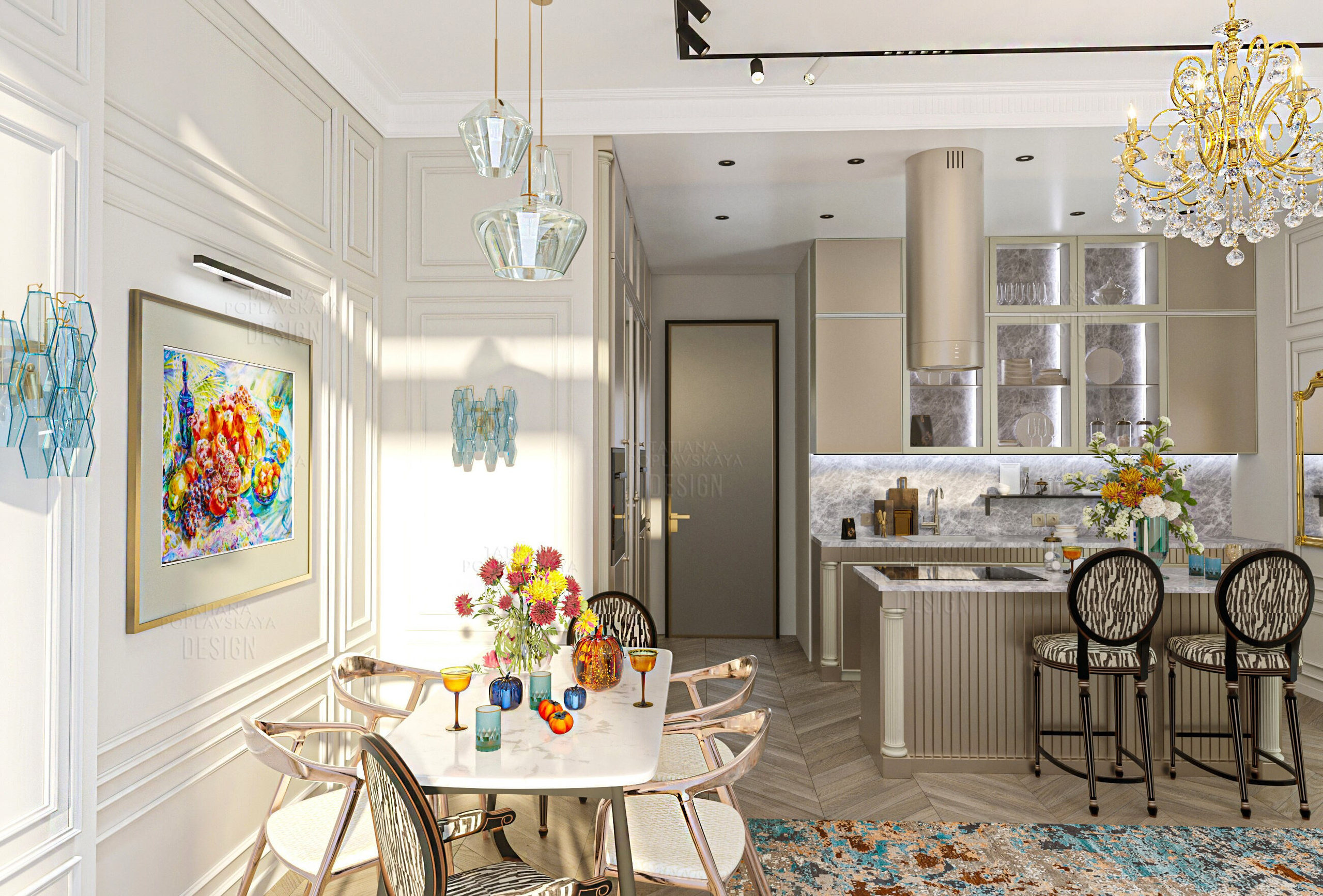 Дизайн квартиры Сочи в стиле современной классики. Интерьерный дизайнер в Сочи Поплавская Татьяна. Проектирование интерьеров и организация процесса ремонта