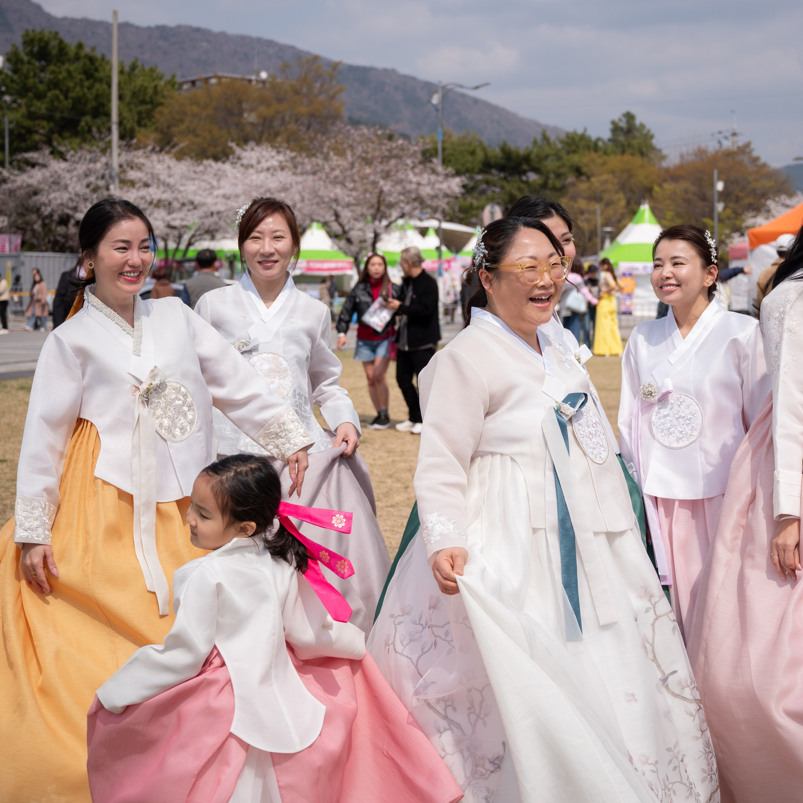 韓国釜山の桜の下で撮影された女性ポートレート