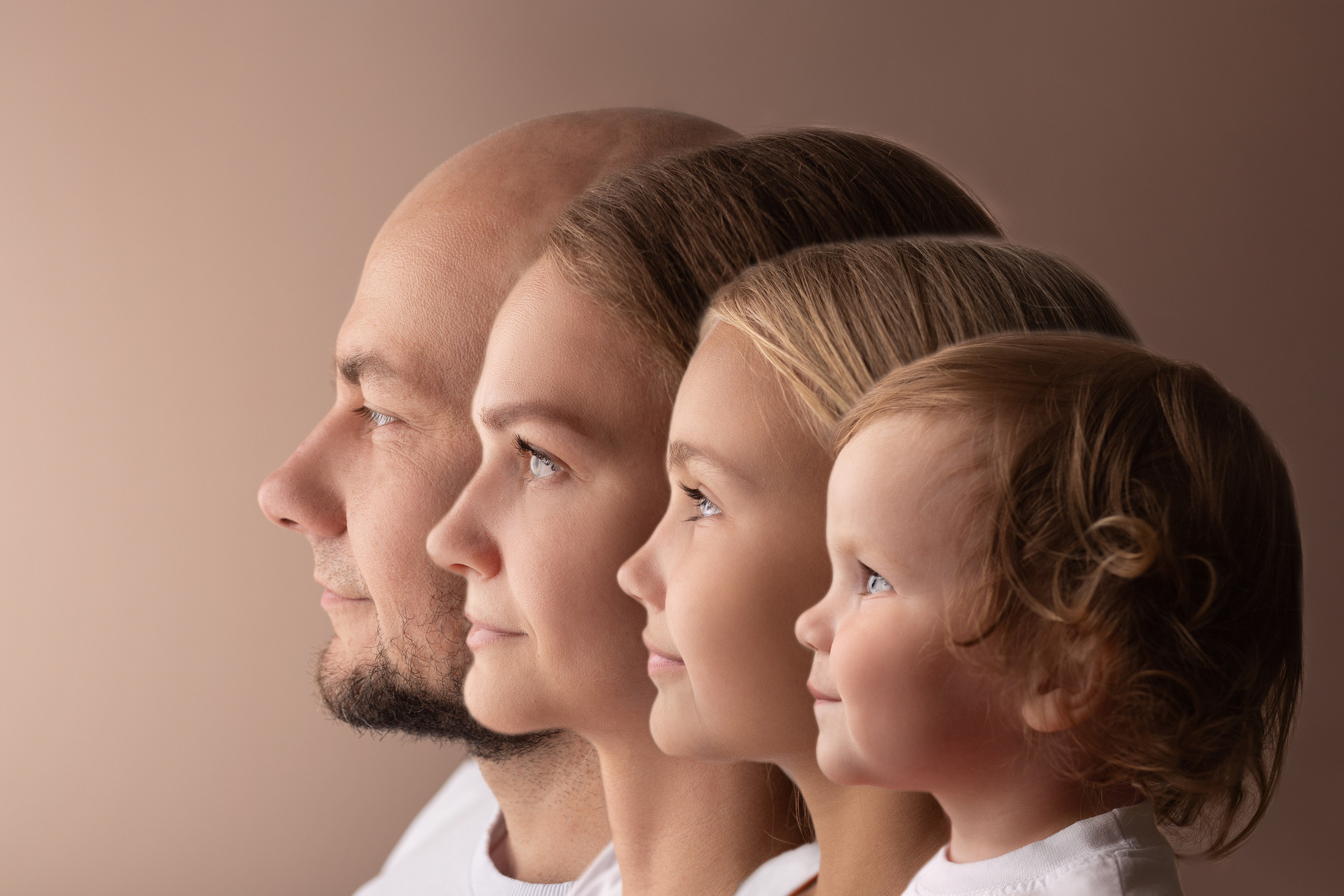 портрет семьи в профиль, портрет семьи в профиль обучение, семейный портрет обучение, вся семья в профиль портрет обучение