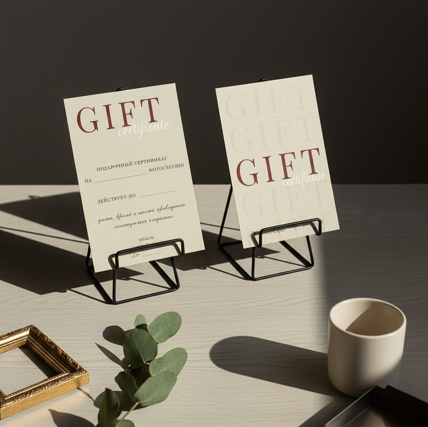 Подарочные Сертификаты. Фотограф Никонова Софья
