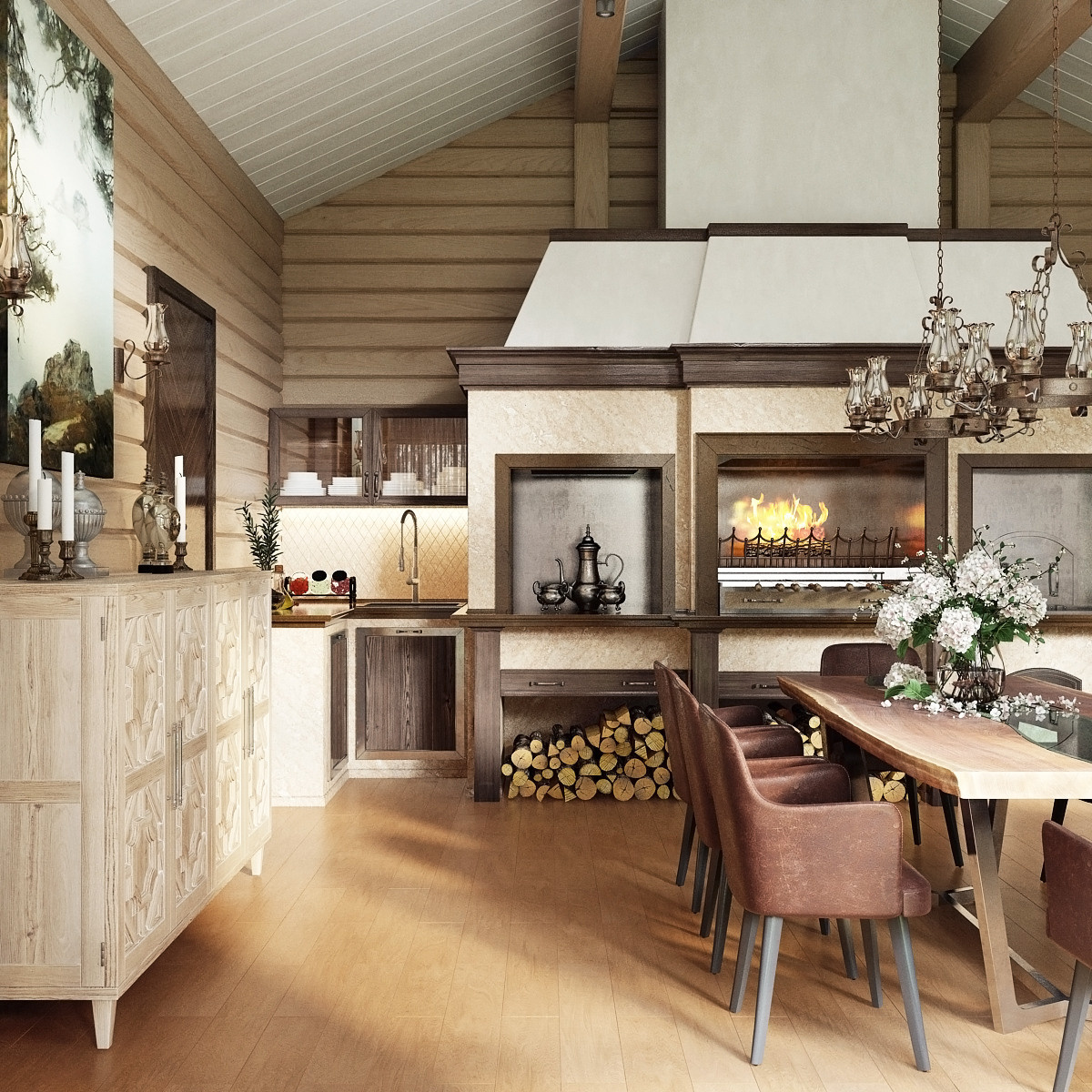 Дизайн мангальной из бруса