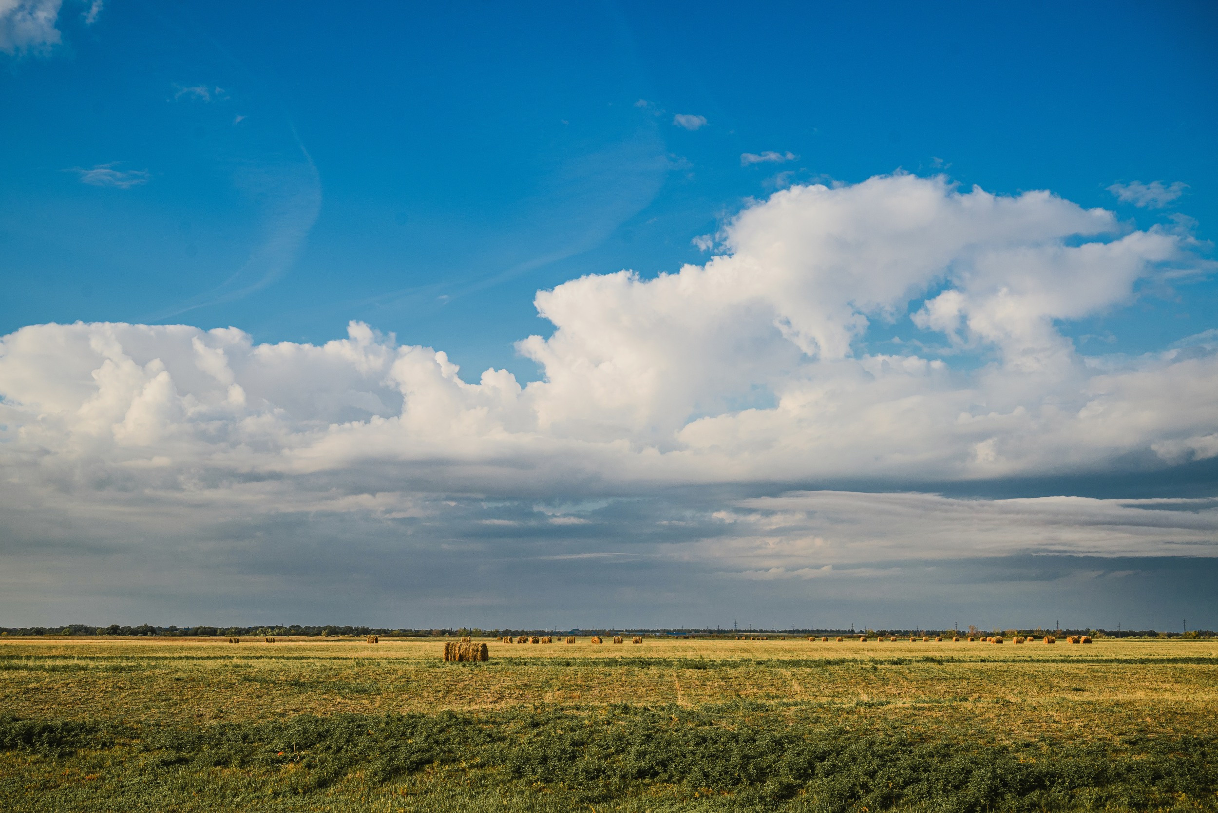 небо, боле, тюк, тюки, тюки сена, тюк сена, заготовка на зиму