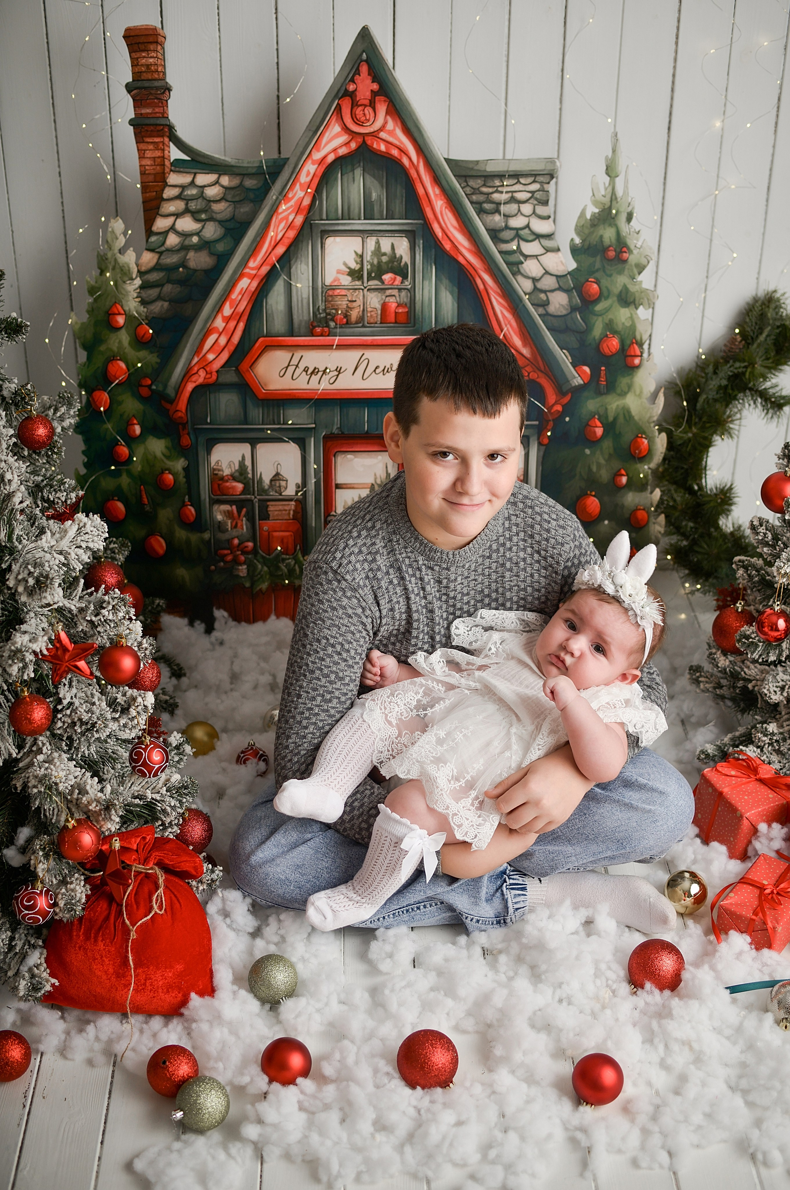 Новогодняя семейная фотосессия в Краснодаре 2023-2024. Фотограф новорожденных Краснодар Малышенко Надежда