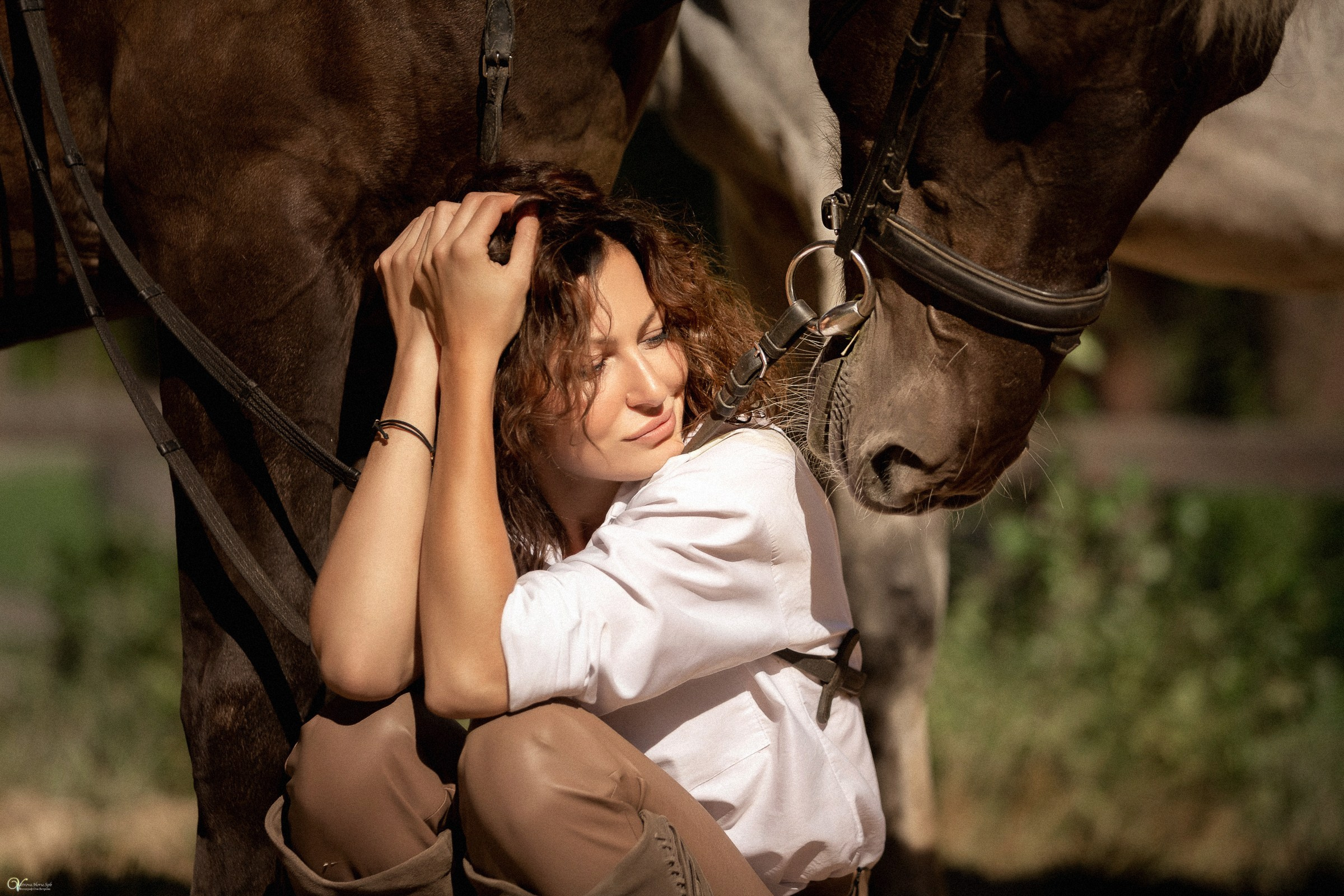 Фотосессии с лошадьми летом. Фотограф женский и мужской портрет Санкт-Петербург