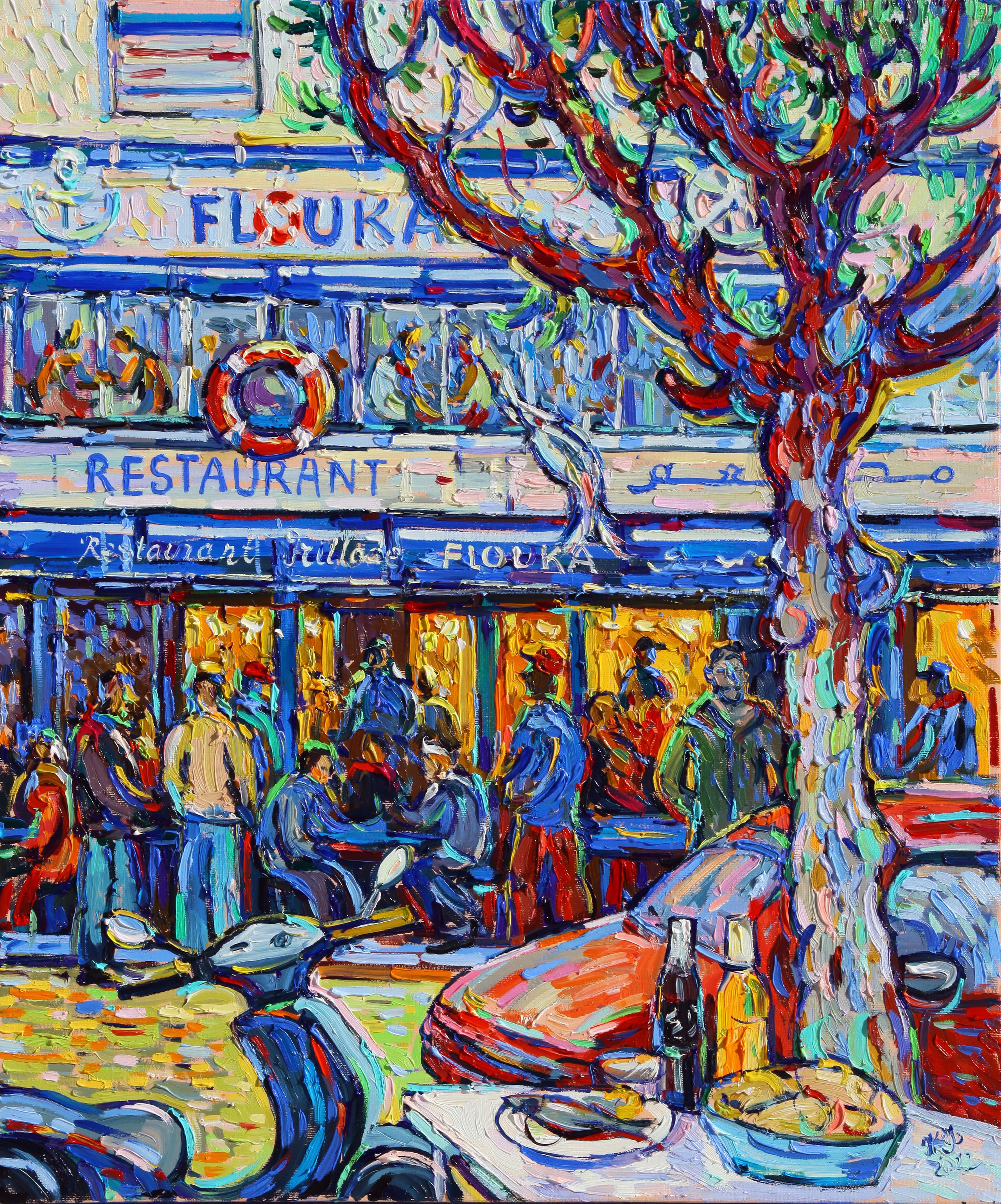 Flouka restaurant filled to capacity during dinner