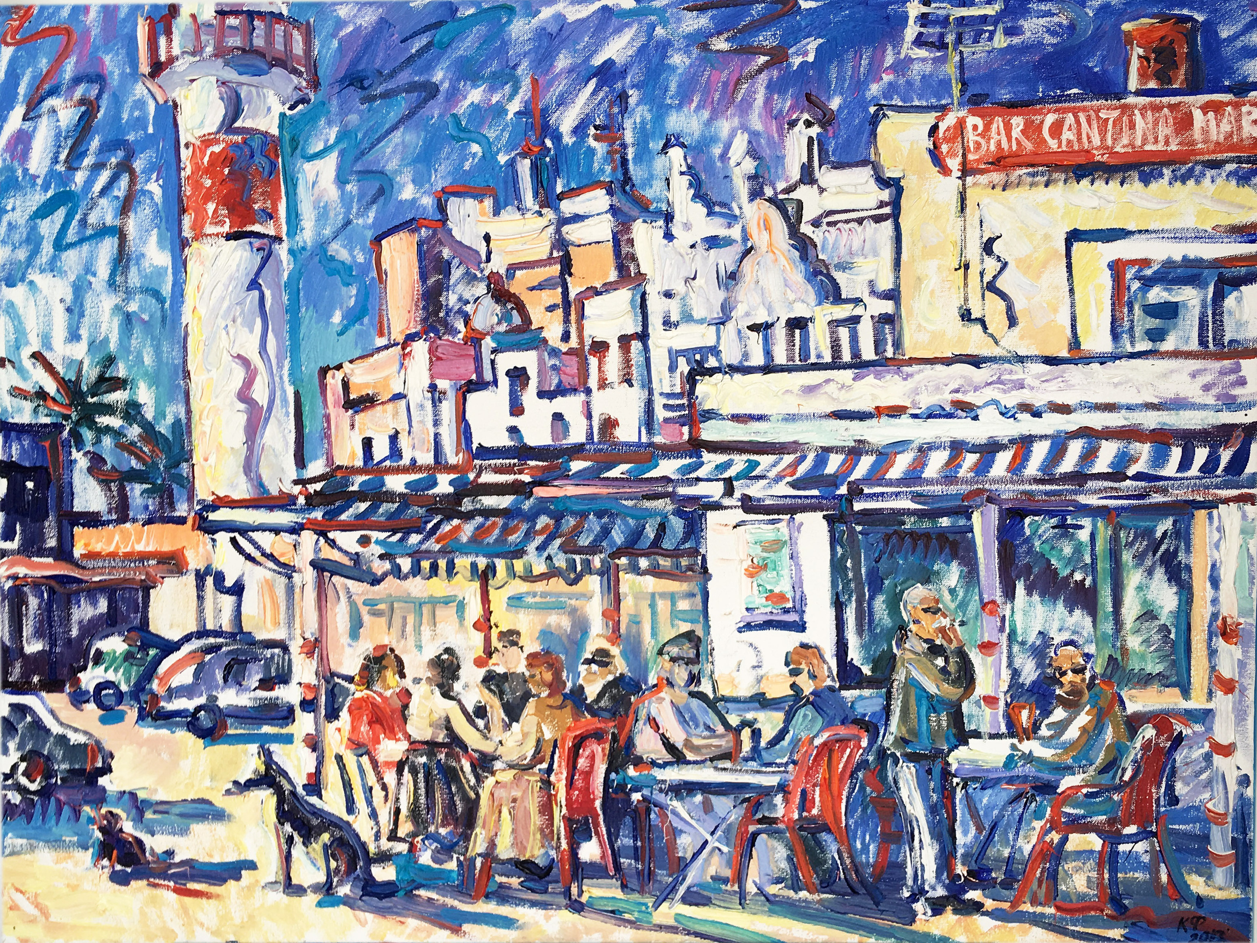 Fish restaurant in the port of Rota, landscape with facade