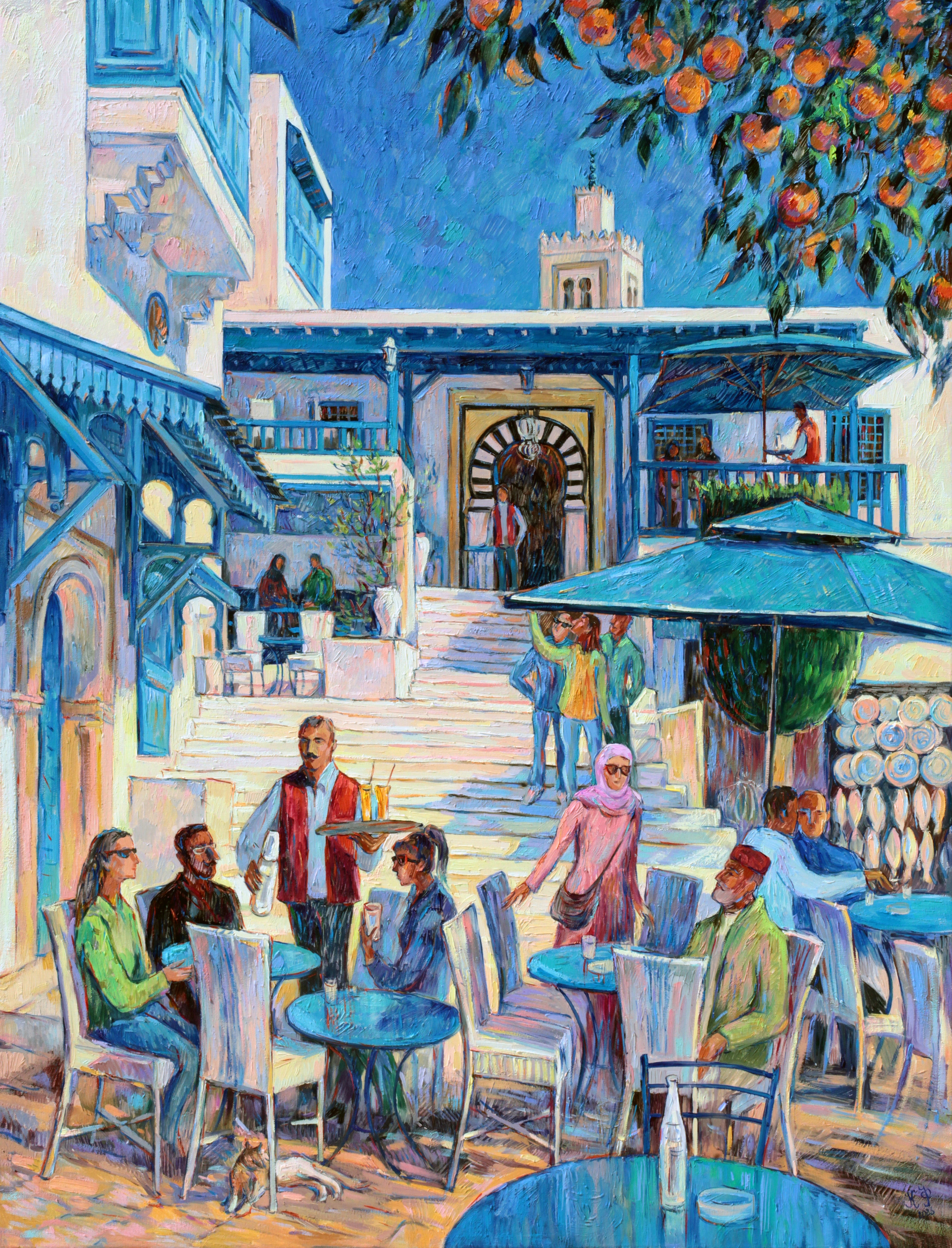 Big painting by Ksenia Filippova: Café des Nattes Stairs
