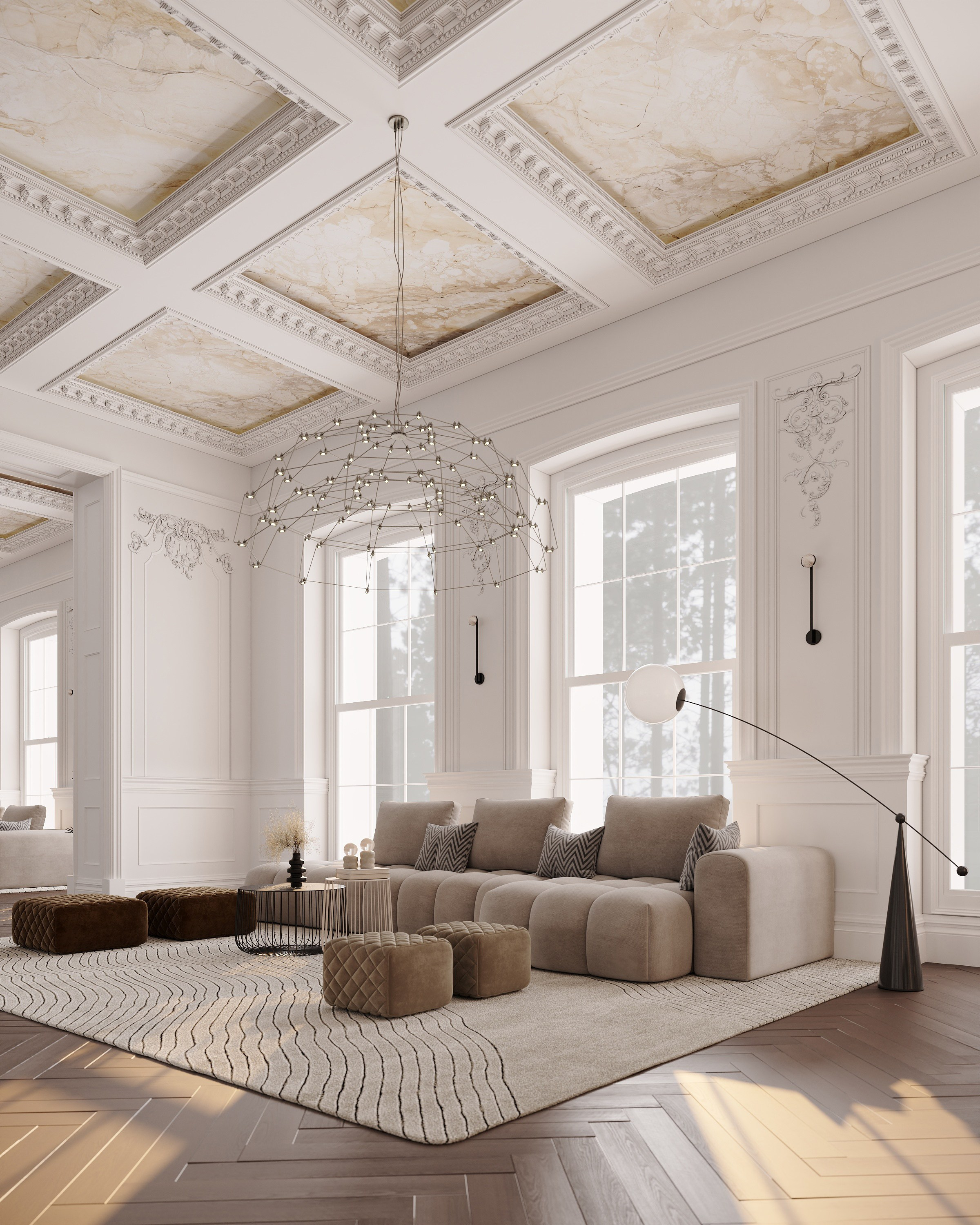 Elegant living room. Solovets visualization