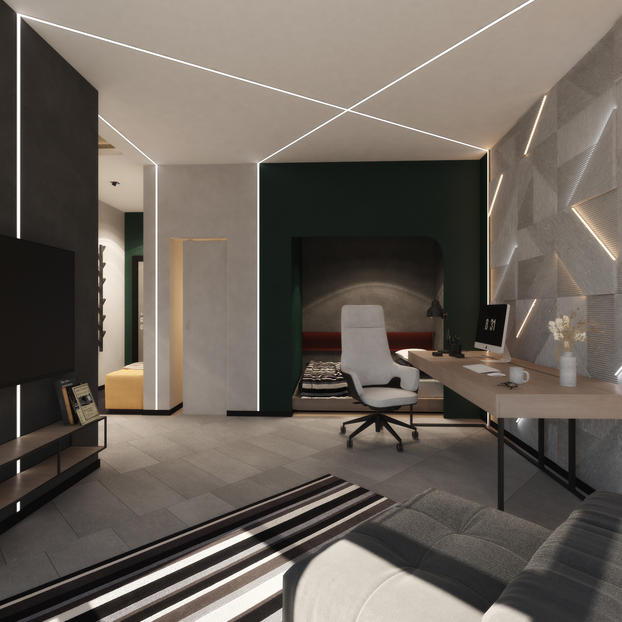 профили, светодиоды, интерьер для холостяка, квартира для юноши, квартира для мужчины, светодиодные ленты, скрытое освещение, интерьер квартиры, дизайнер диана миронова, флиппинг проект, флиппинг дизайнеры