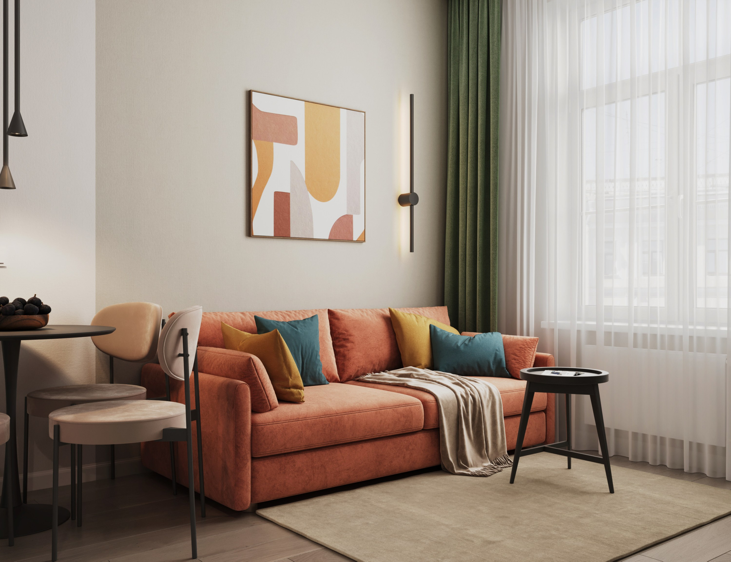 Пространство трёхкомнатной квартиры для аренды в центре СПб, автор Ксения Новикова, проект ЖК Наследие, интерьер под ключ