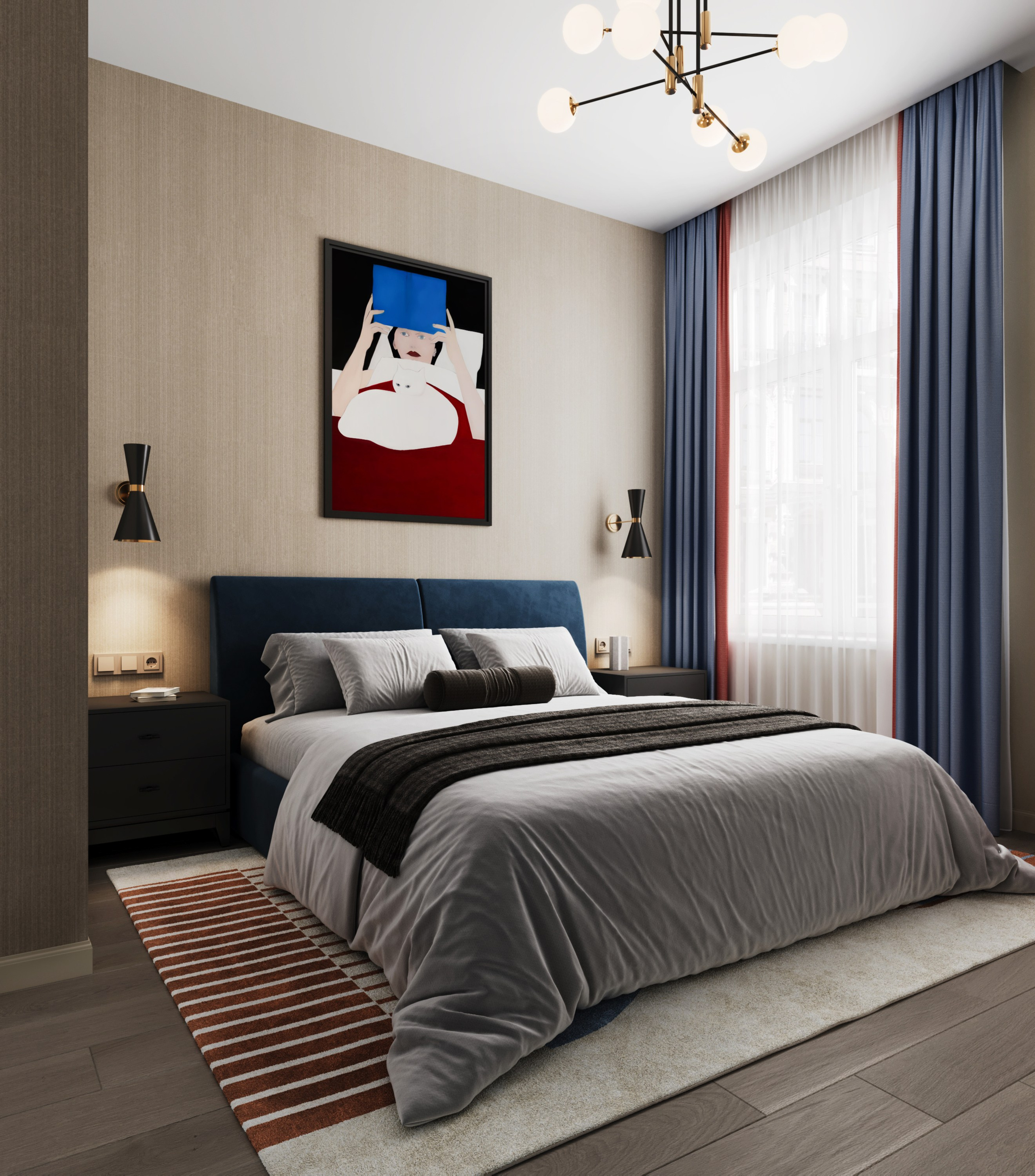 Спальня в квартире ЖК Наследие Ксения Новикова ksudsgn интерьер с авторским почерком аренда центр Петербурга спокойный цвет