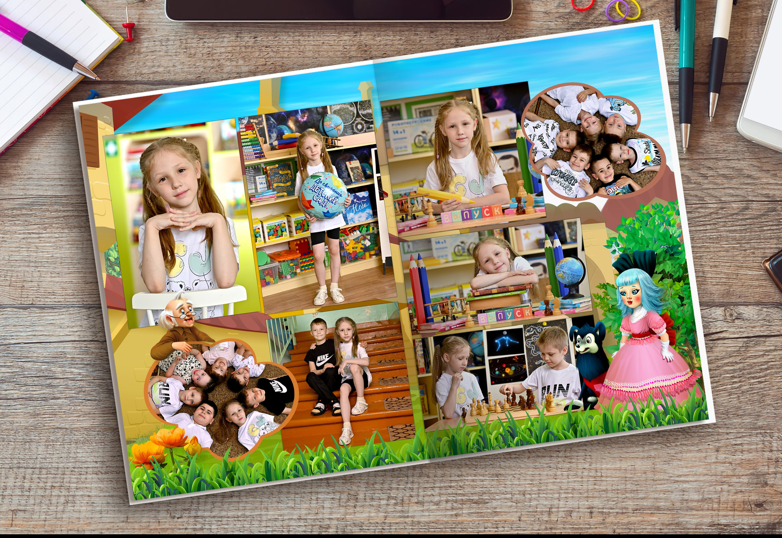 Золотой ключик — 3 разворота. Надежда Хабарина школьный и детский фотограф в Самаре АЛЬБОМЫ от 1700р