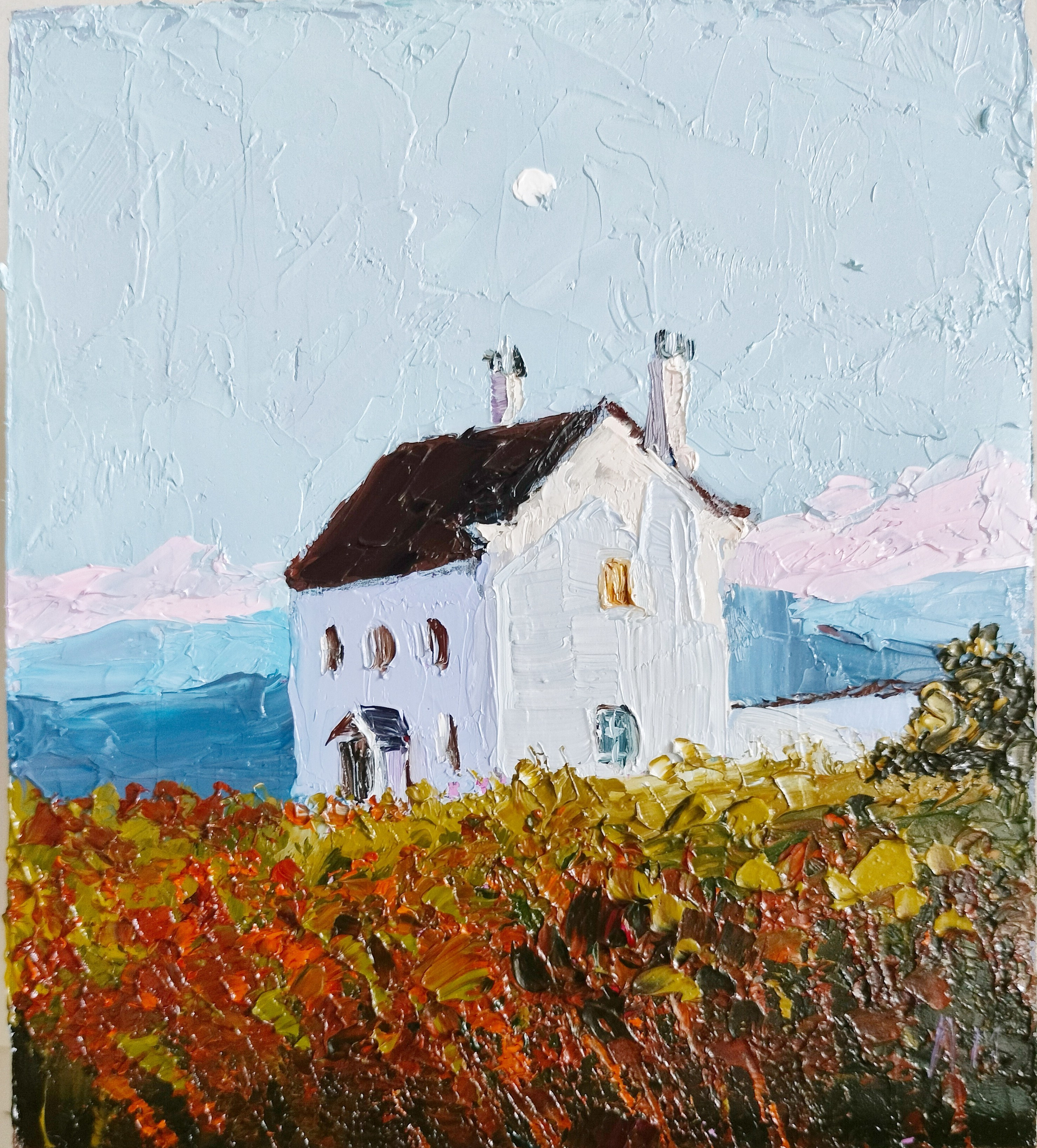 Белый домик. купить картину на холсте в Саратове