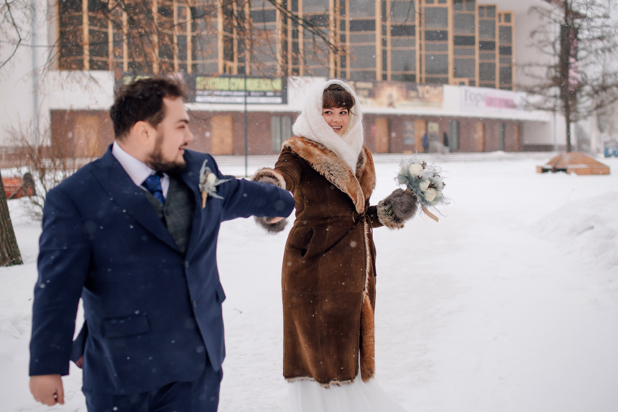 Свадебная съемка зимой. Свадебный фотограф в Архангельске и Северодвинске