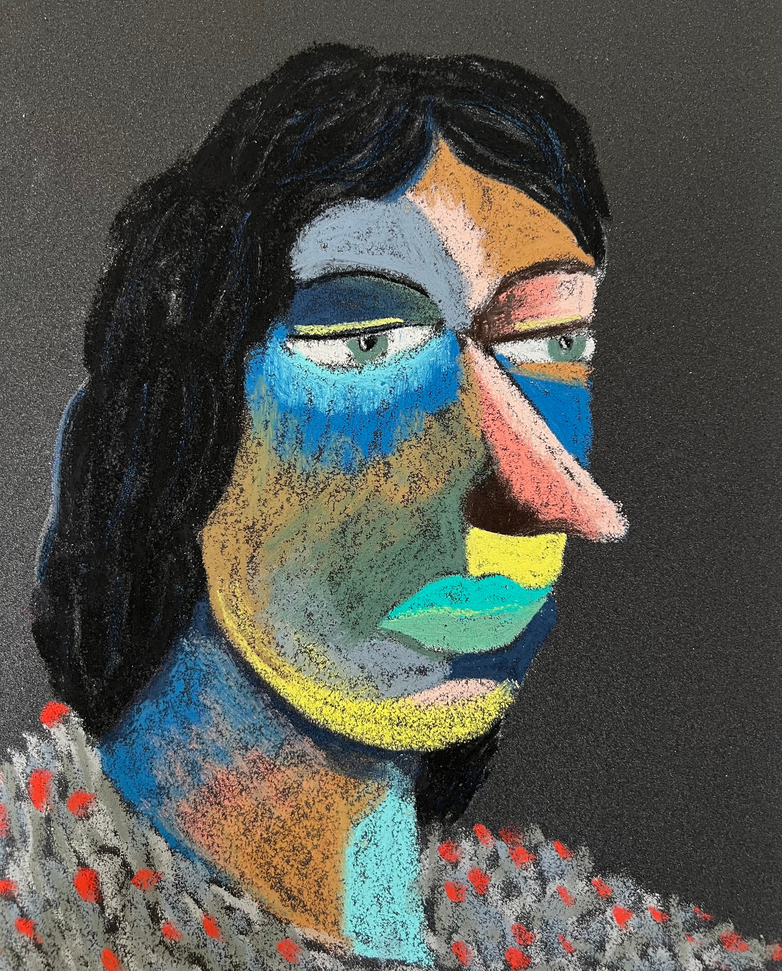 Mother. Oil pastel, sandpaper. 28 x 23 cm