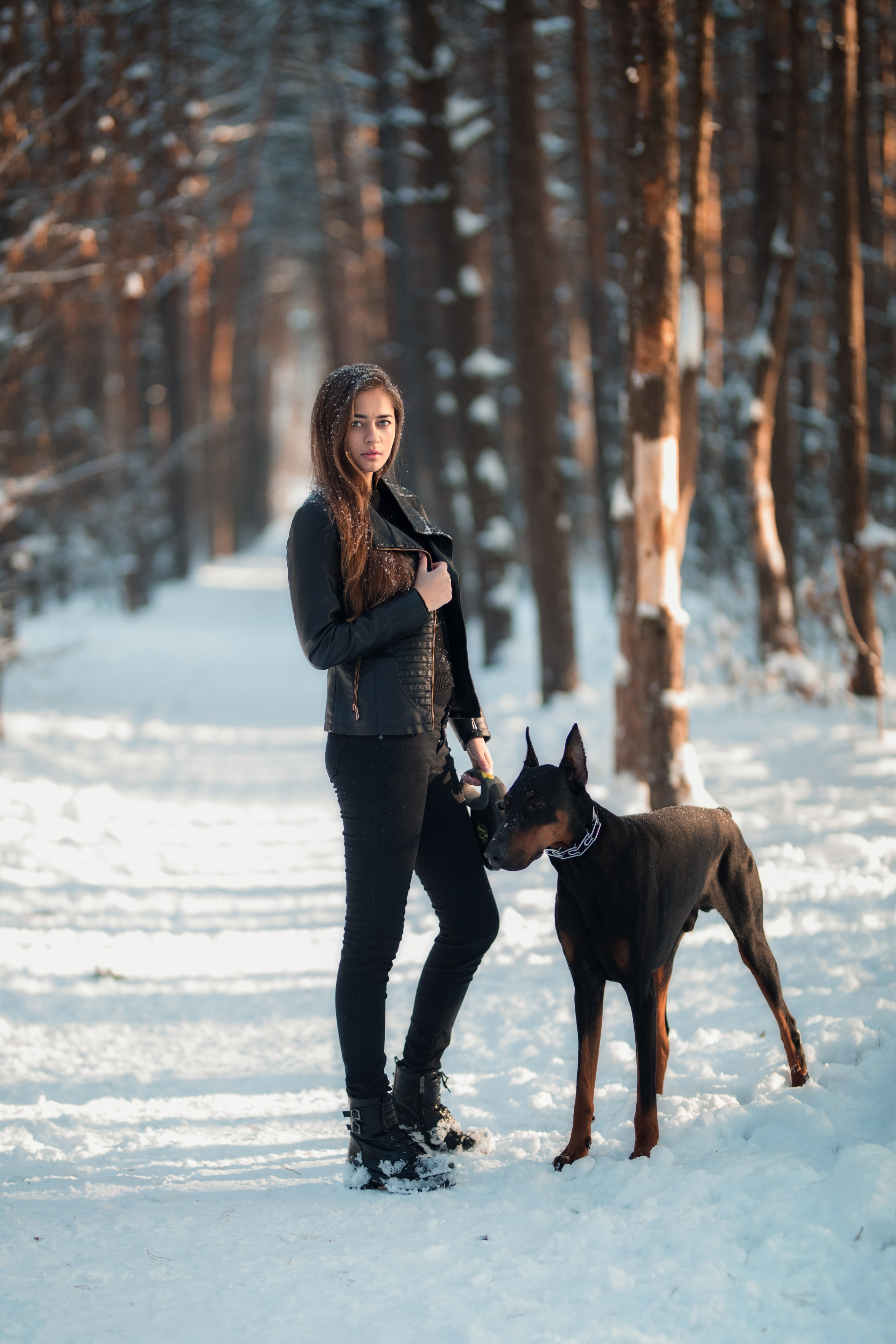 Зимняя съемка в лесу с доберманом с Ольгой в формате для «себя»