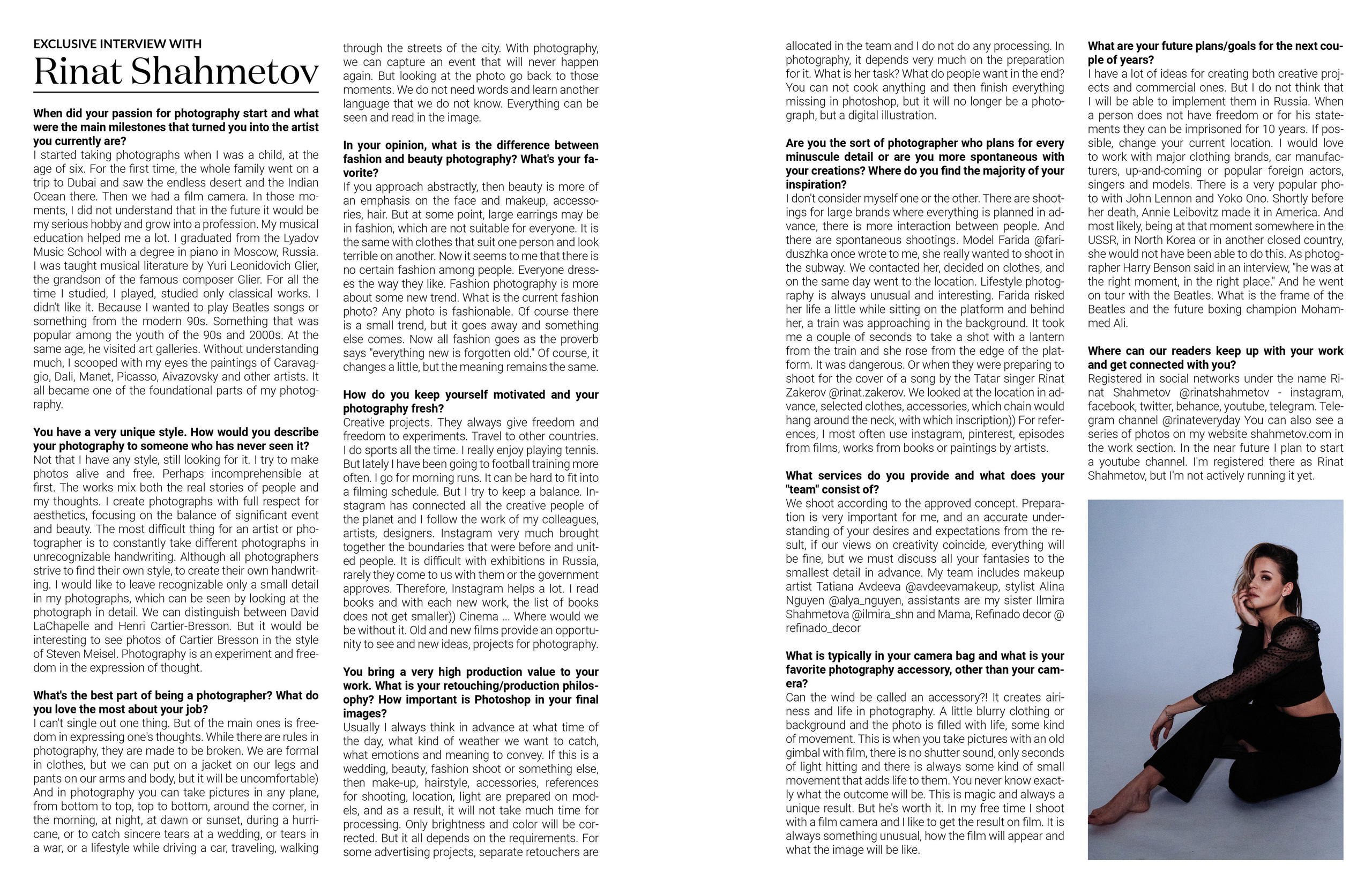 PRESS. New York photographer RINAT SHAHMETOV in New York city