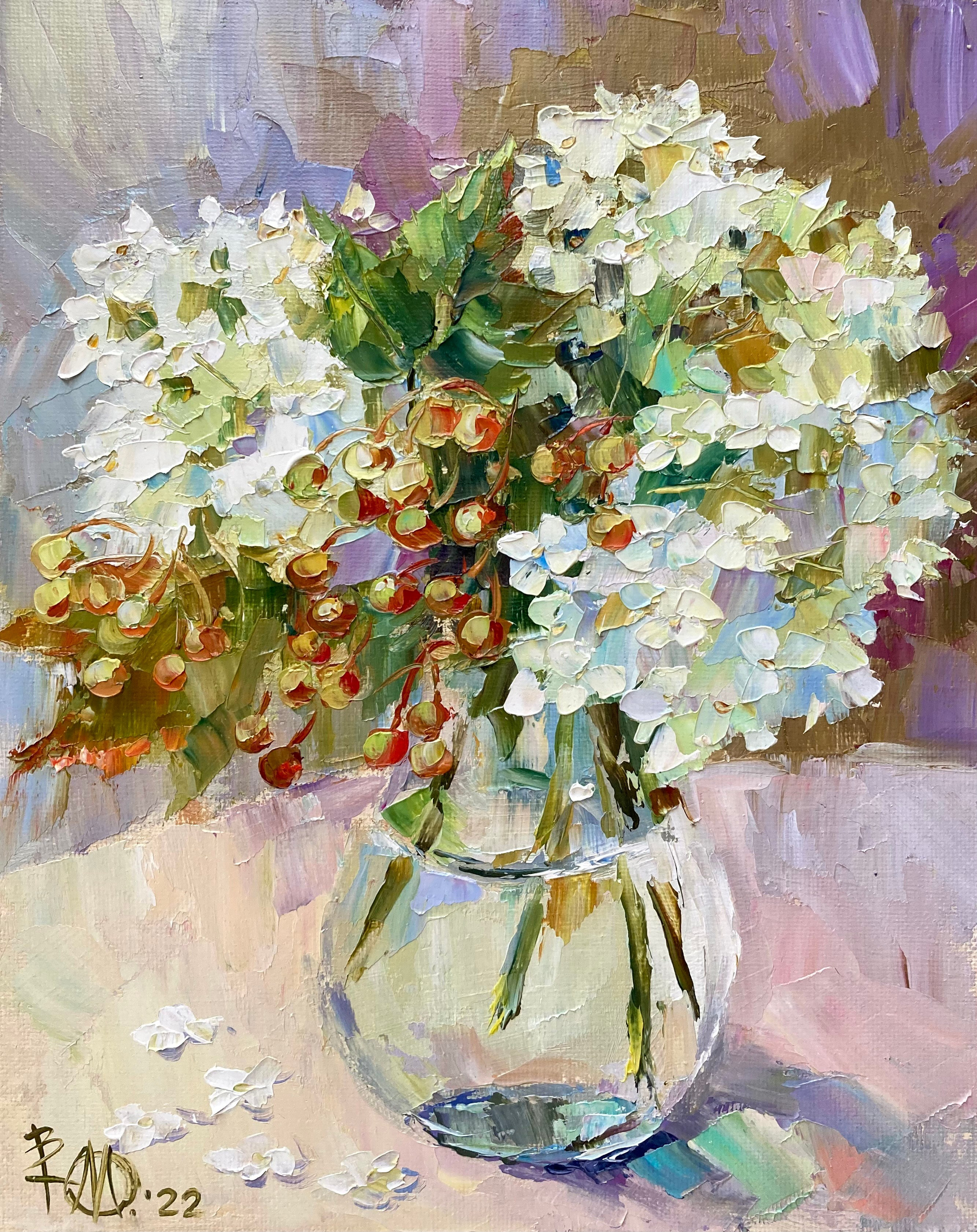 "Королева сада. Калина бульденеж", холст/картон, масло, 25x20 см,  2022