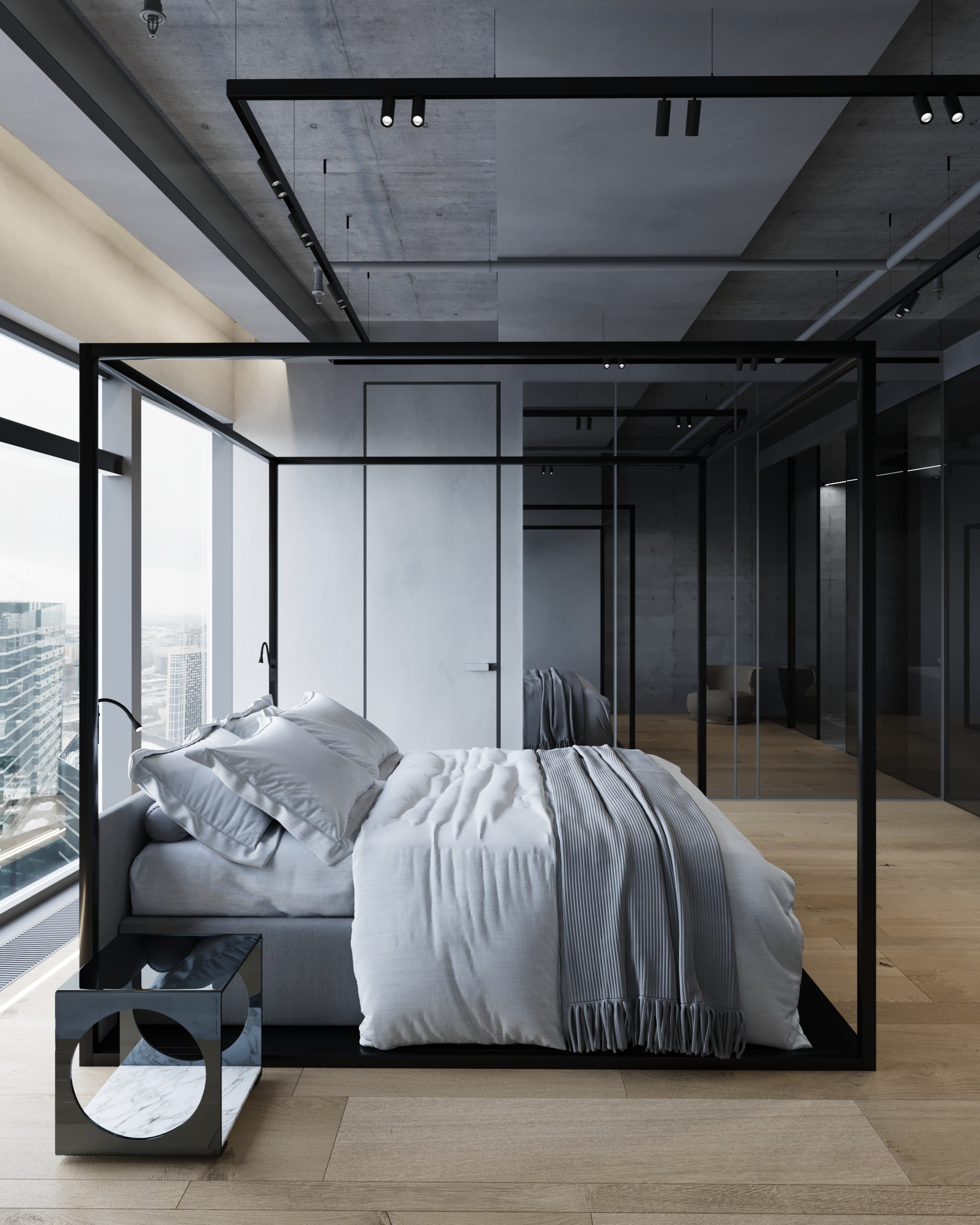 Апартаменты в небоскребе. Архитектурные интерьеры