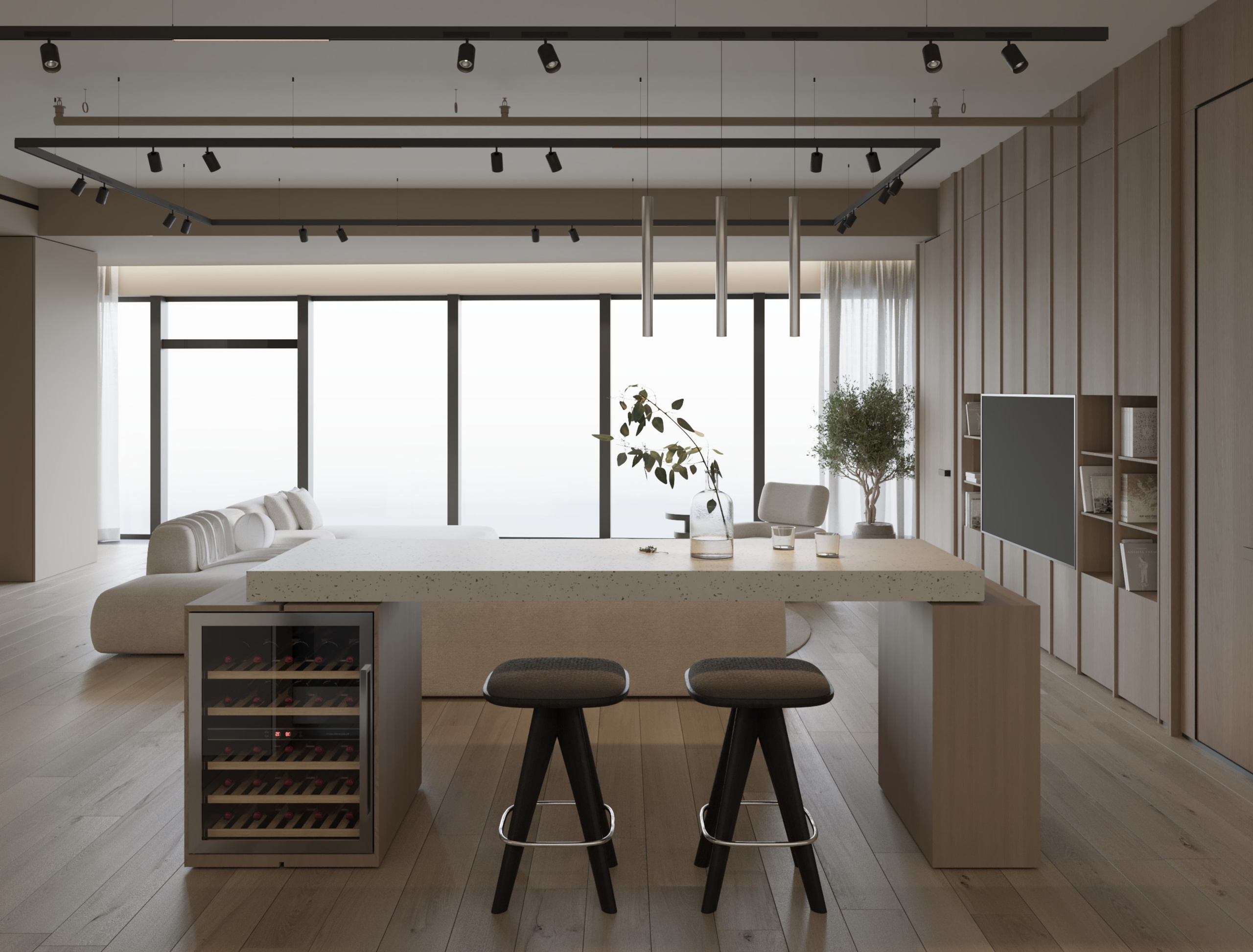 Апартаменты в башне Санкт-Петербург. Архитектурные интерьеры