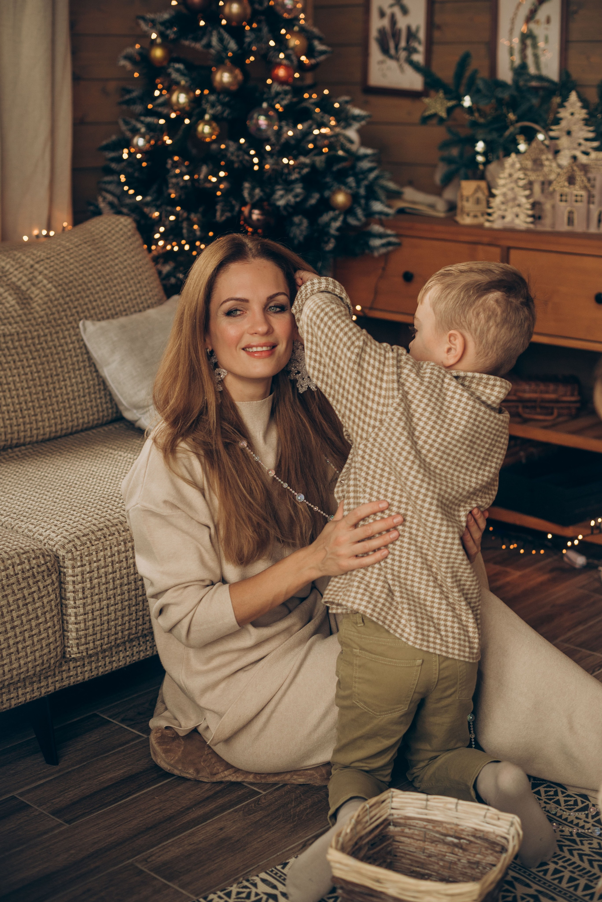 Семейная новогодняя фотосессия в студии. Семейный фотограф в Домодедово и Москве Елена Пичугина