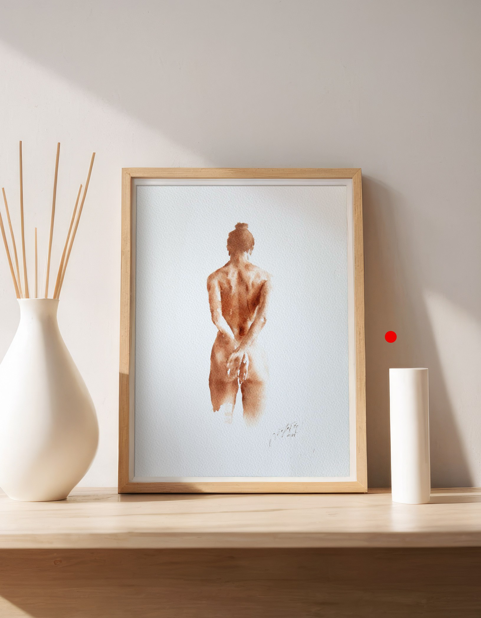 Акварельные работы в монохроме, эротика в акварели