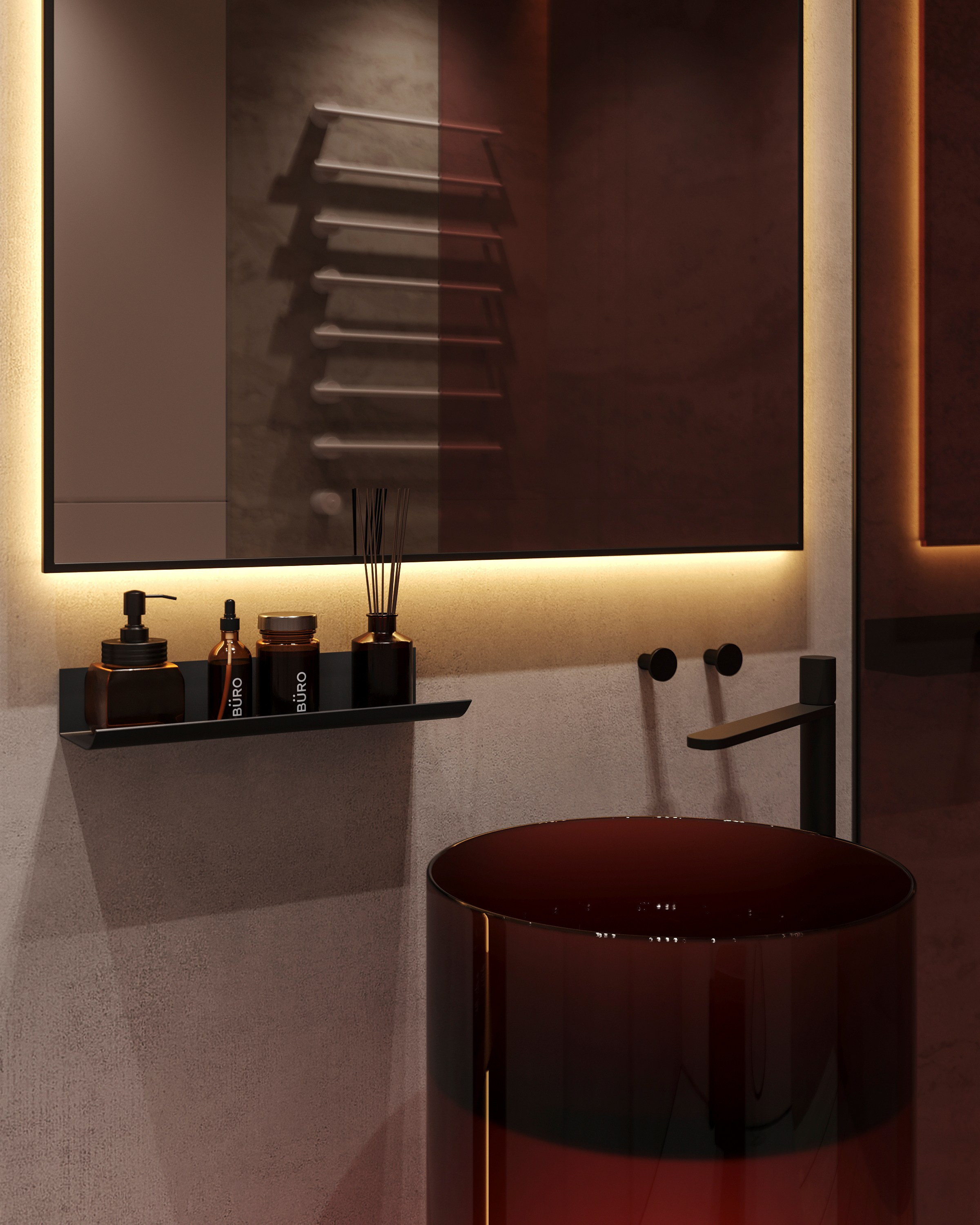 DRAMATIC RED | DESIGNER ANNE KIREEVA. Interior Visualization by Valerie Stetyukevich