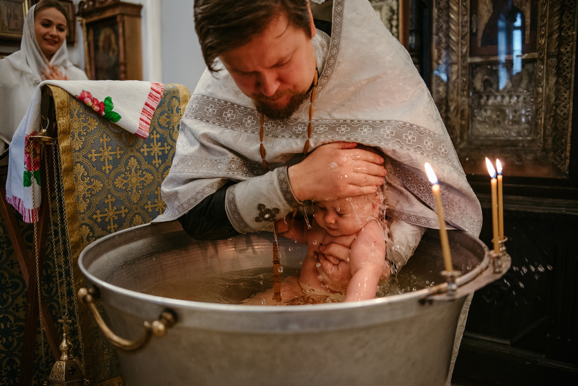 Крещение в Храме Преподобного Сергия Радонежского в Бусинове. Семейный фотограф в г.Москве Катя Норм