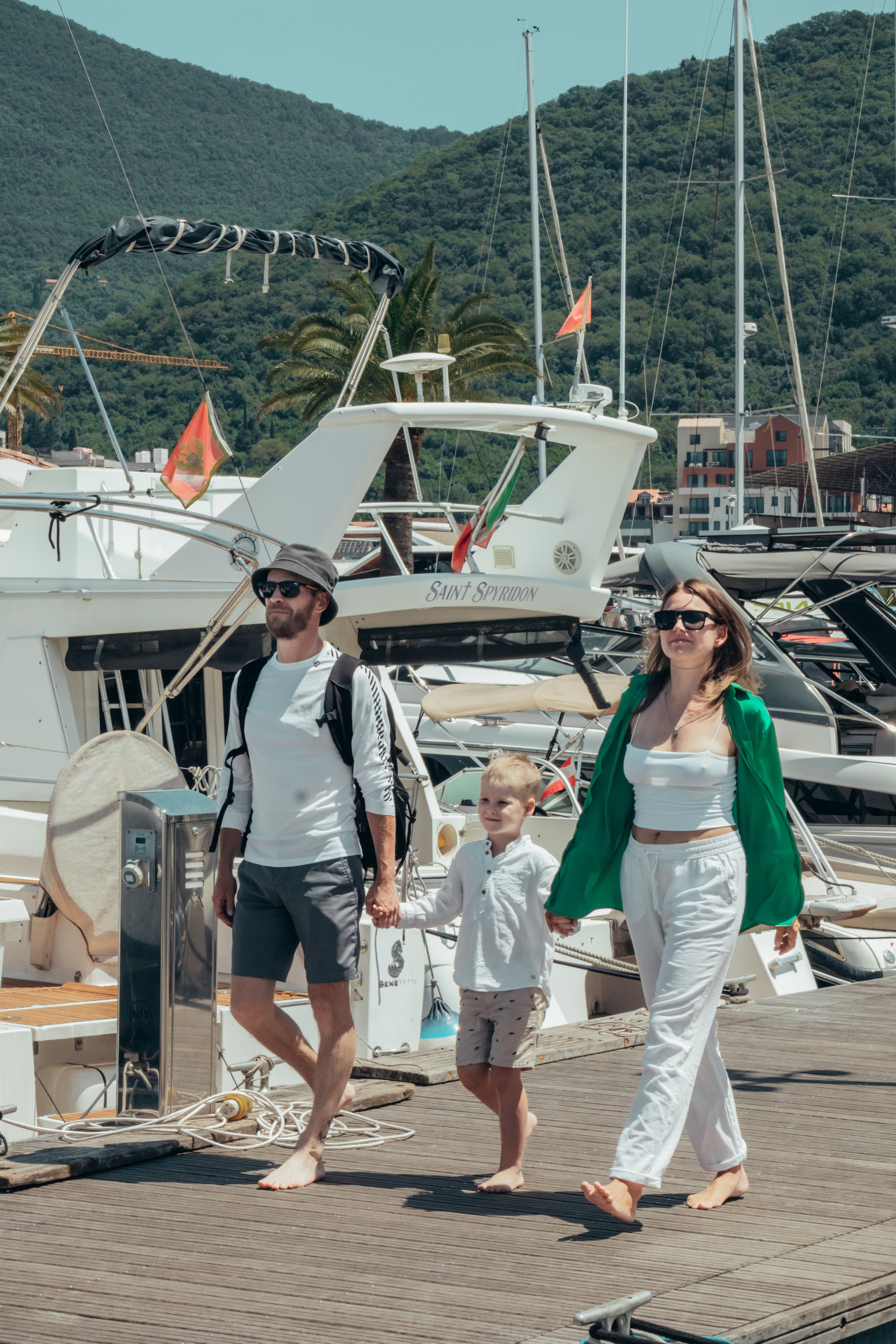 Boat tour with Anna, Roman and Tim. Portrait photographer in Tivat Montenegro Katerina Kirsanova