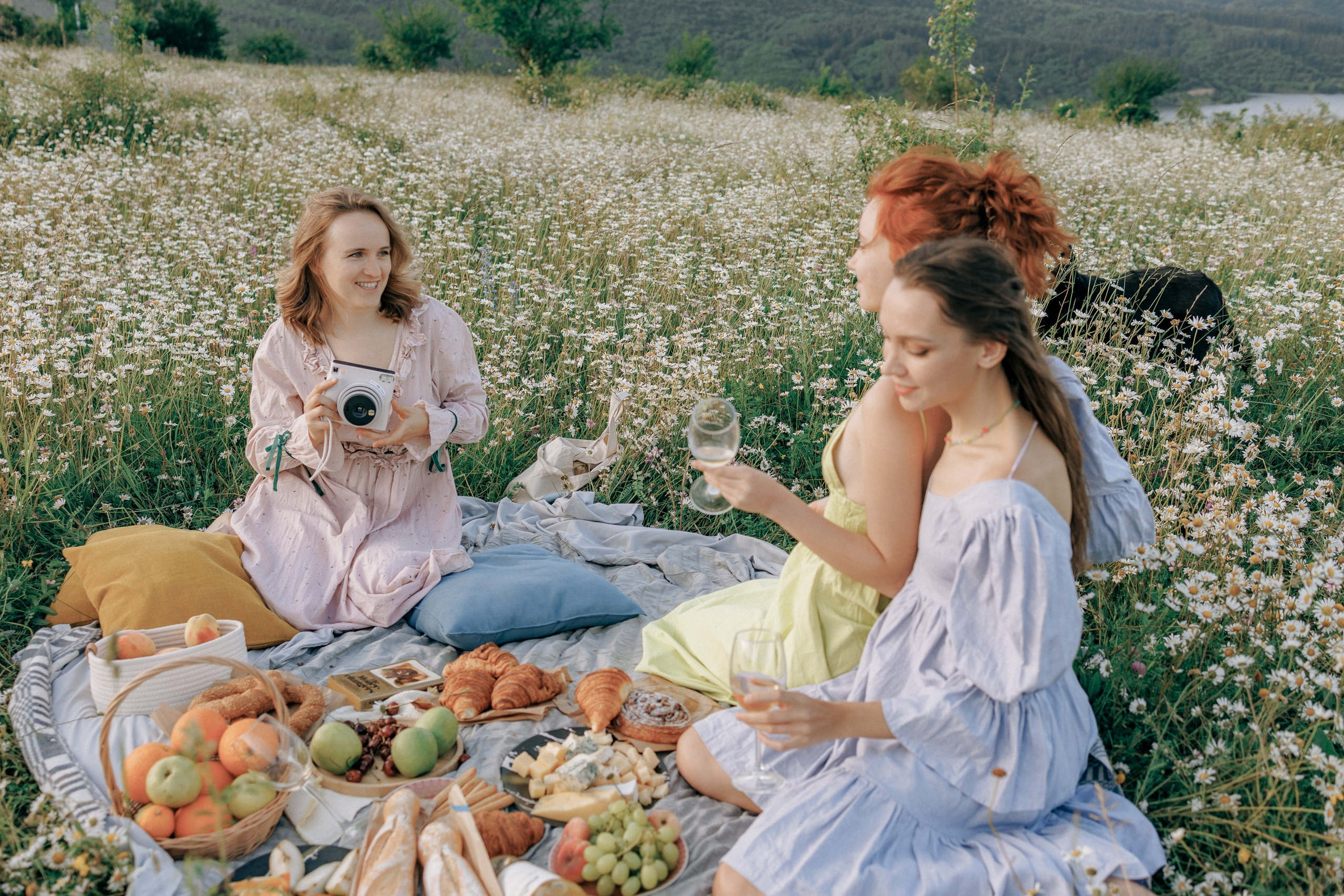 Picnic in the chamomile field in Georgia. Fedor Lemeshko — Destination Wedding and Family Lifestyle photographer