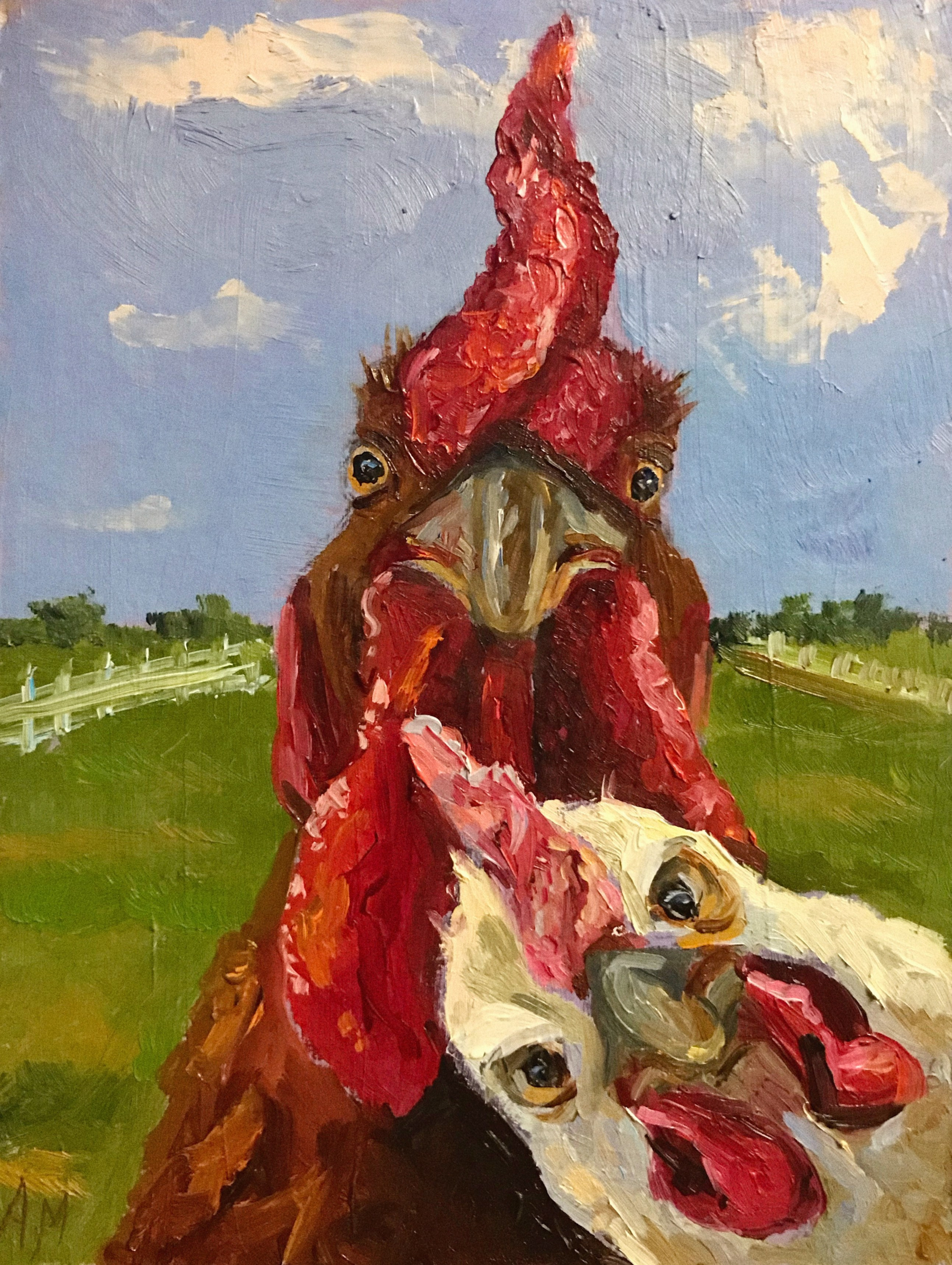 Купить картину маслом в Саратове петухи