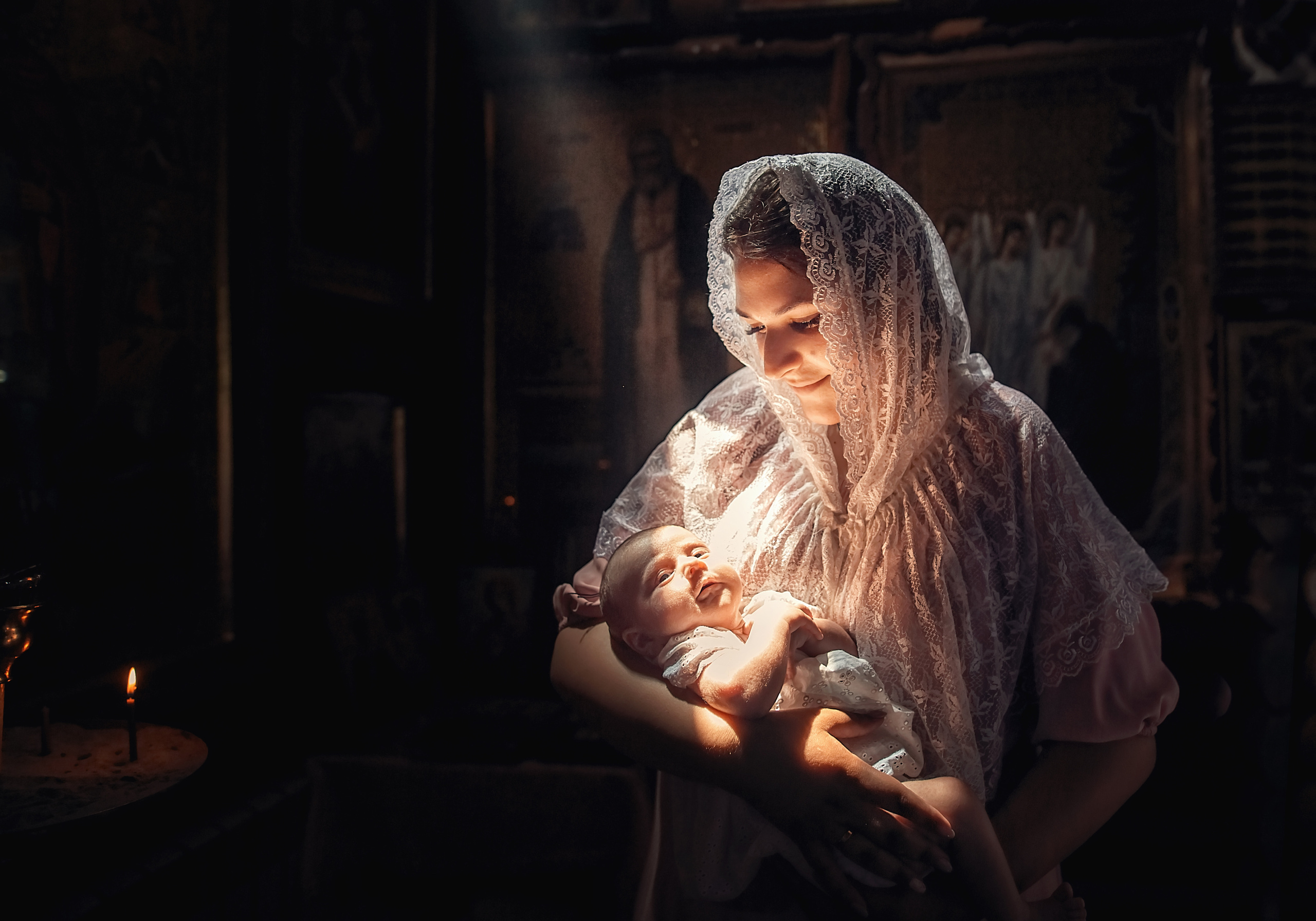 Крещение Софии. Храм вмч. Веры, Надежды, Любови и матери их Софии. г. Кропоткин. Семейный и детский фотограф Екатерина Савёлова