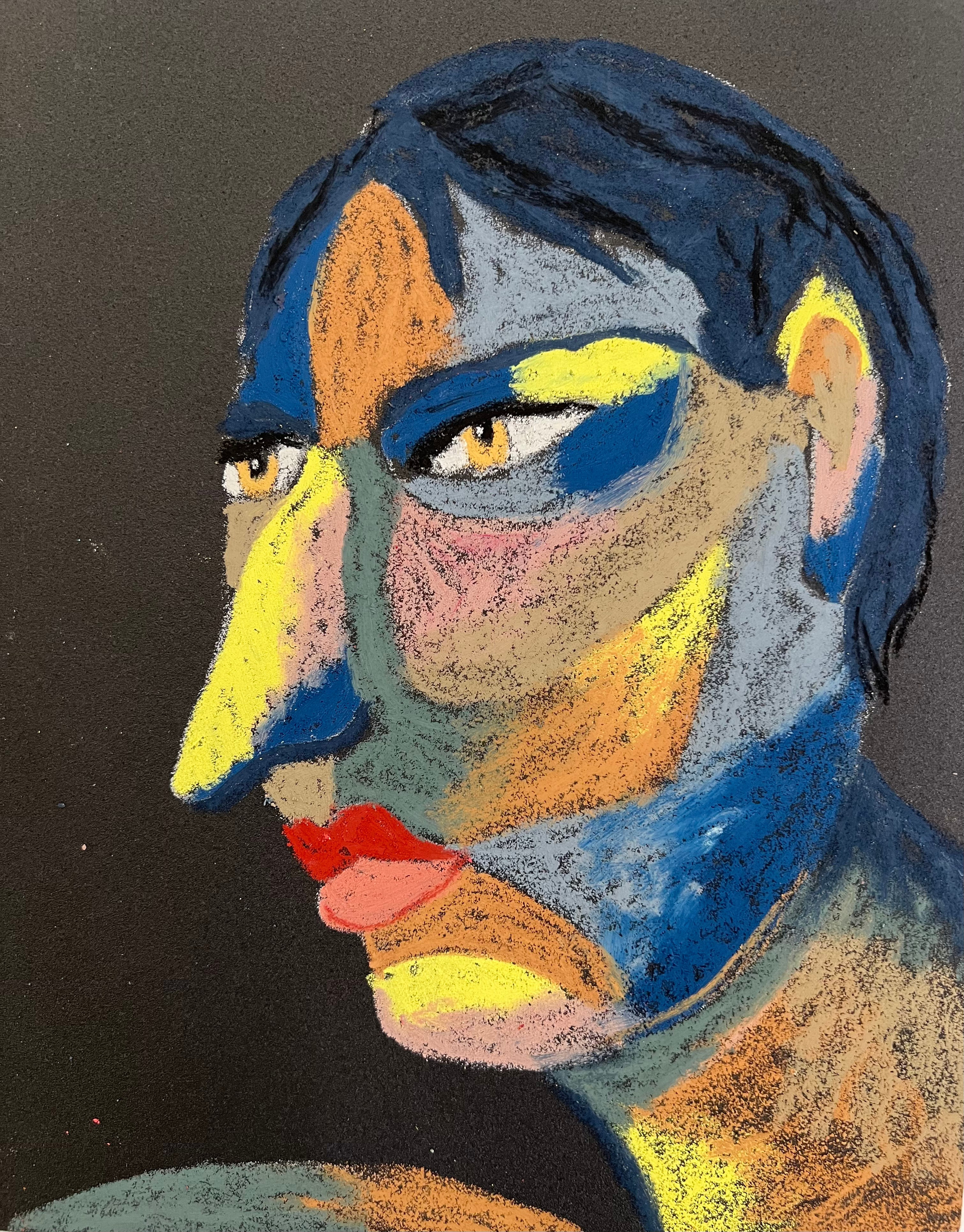 Racist . Oil pastel, sandpaper. 28 x 23 cm