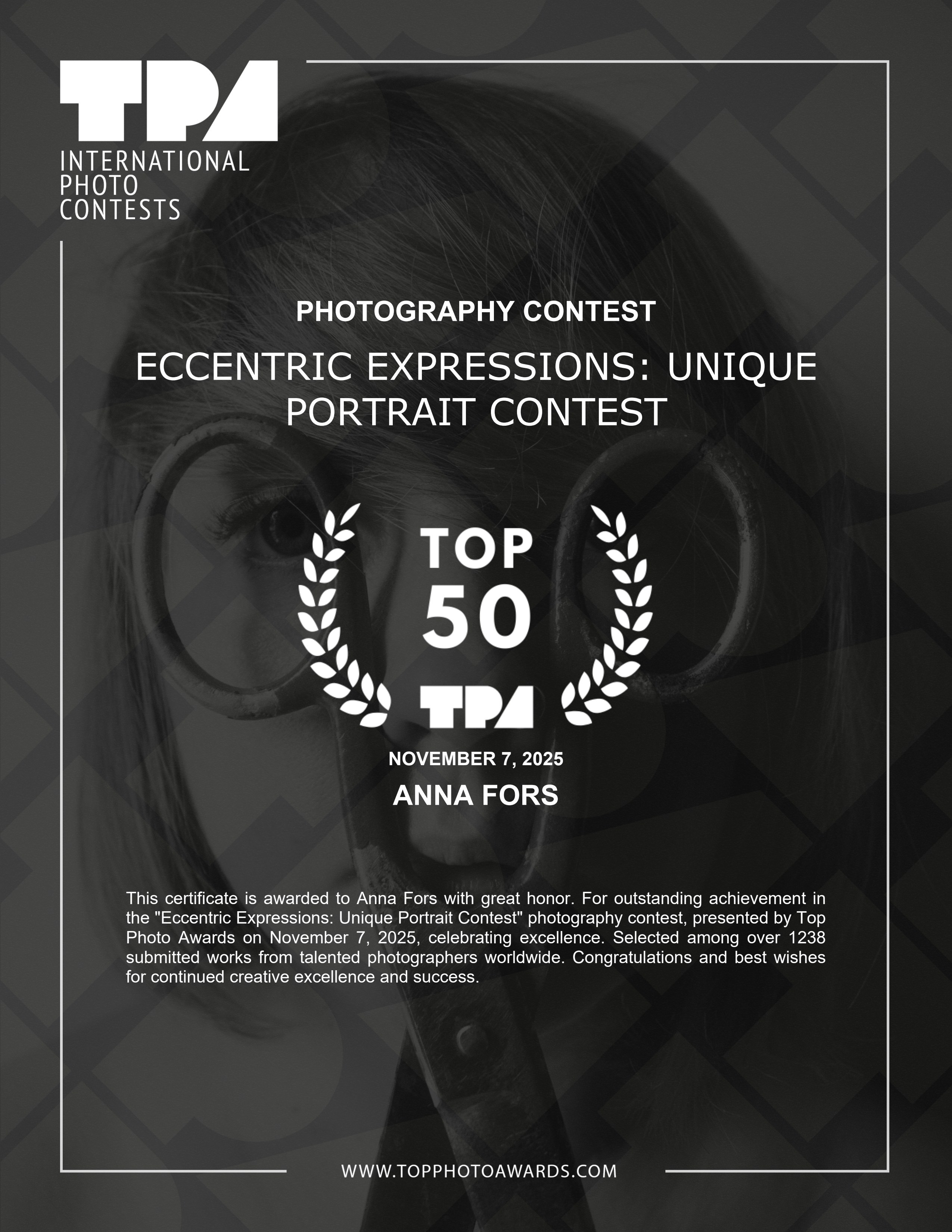Награды фотохудожника Анны Форс — Победитель BICFP, TopPhotoAwards и финалист Liquida Grant. Арт-ню фотограф, Фотохудожник в Москве Анна Форс