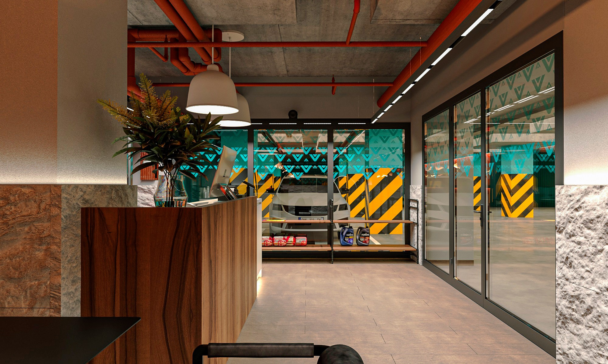 Клиентская Автомоечно-детейлингого комплекса IMallCarwash, г. Пермь. Дизайн интерьера и экстерьера в Санкт-Петербурге Яна Емельянова