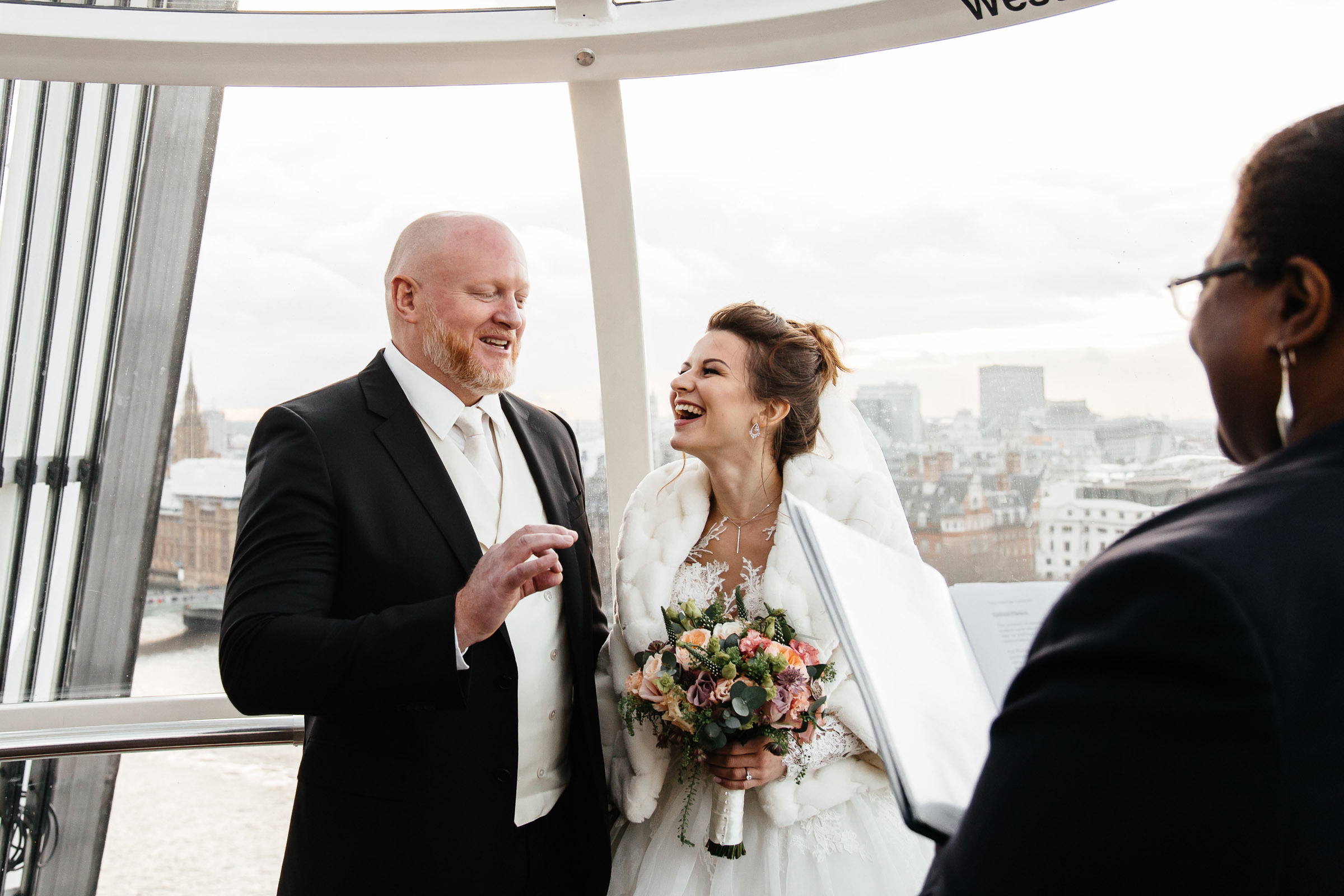 Wedding in London with a ceremony at the London eye. Worldwide Wedding Photography Demskoy Studio